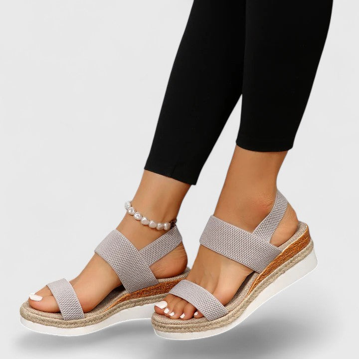 Sofia – Stretch Knit Crossover Wedge Sandals