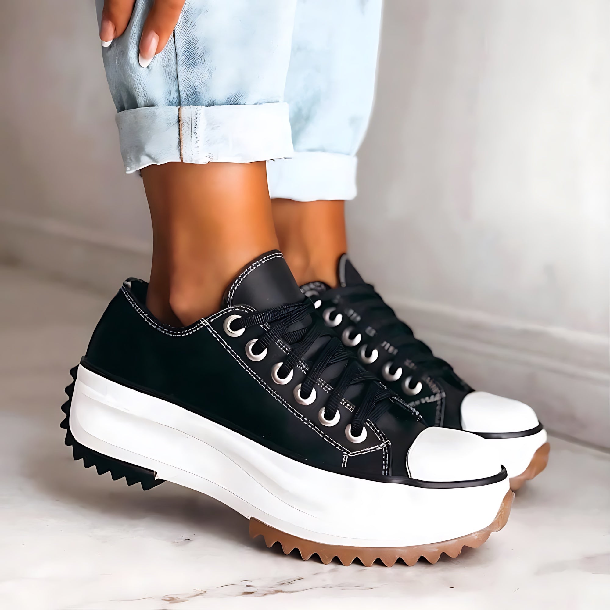 Mia – Canvas Lace Up Platform Sneakers