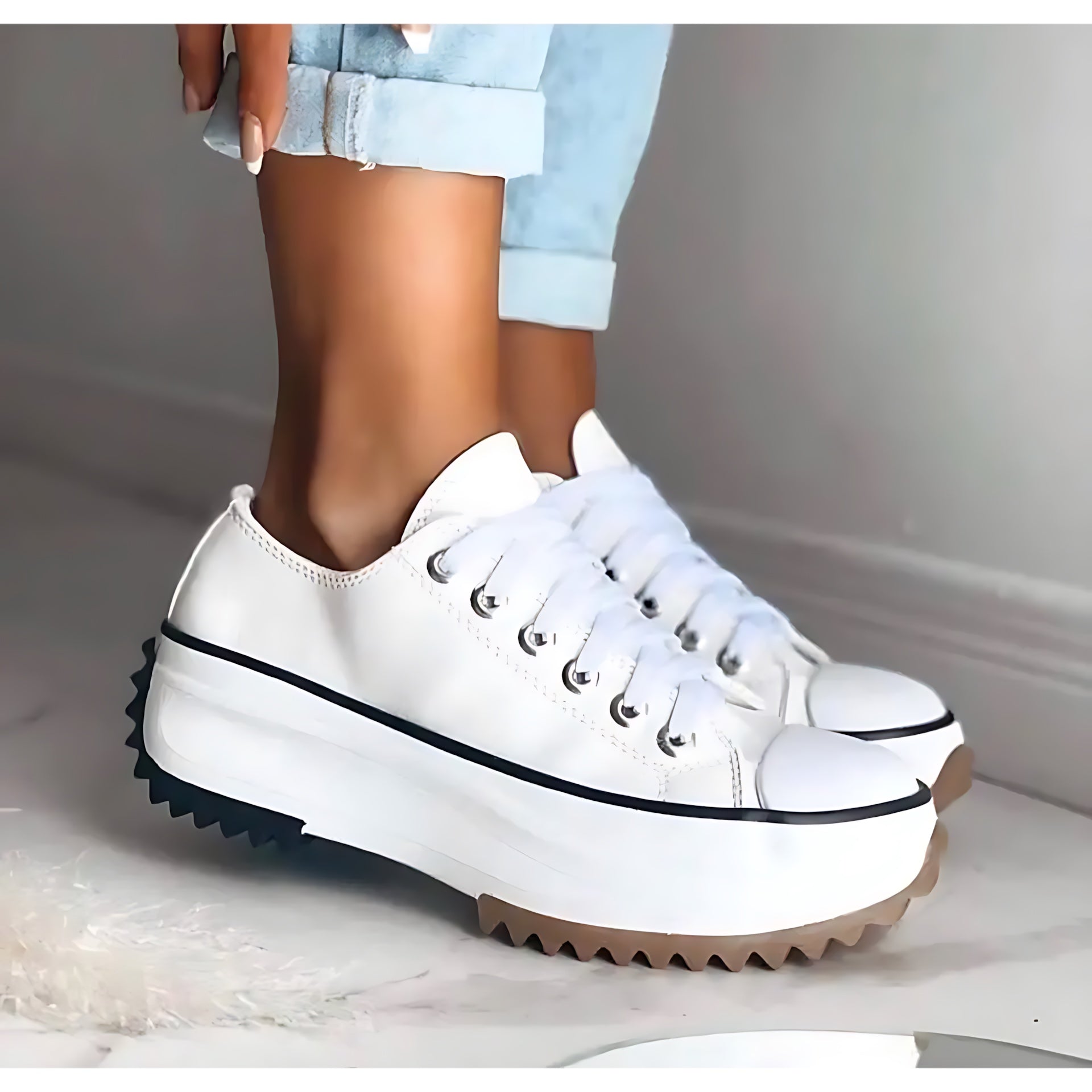 Mia – Canvas Lace Up Platform Sneakers