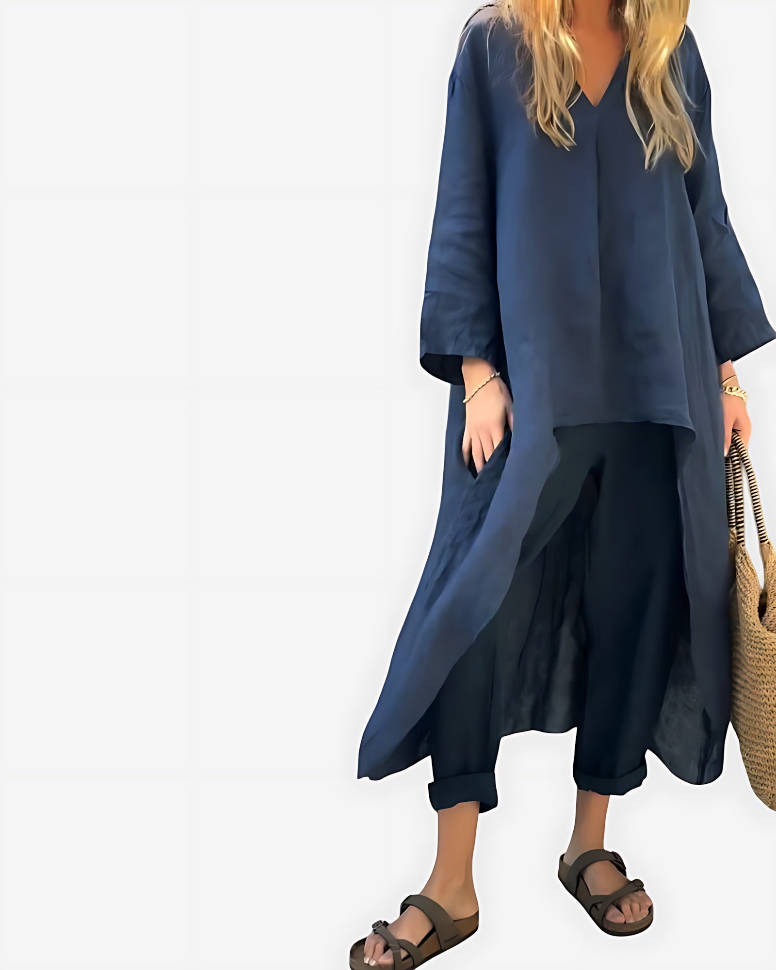 Mia – Oversized Top and Cropped Wide Leg Pants Set