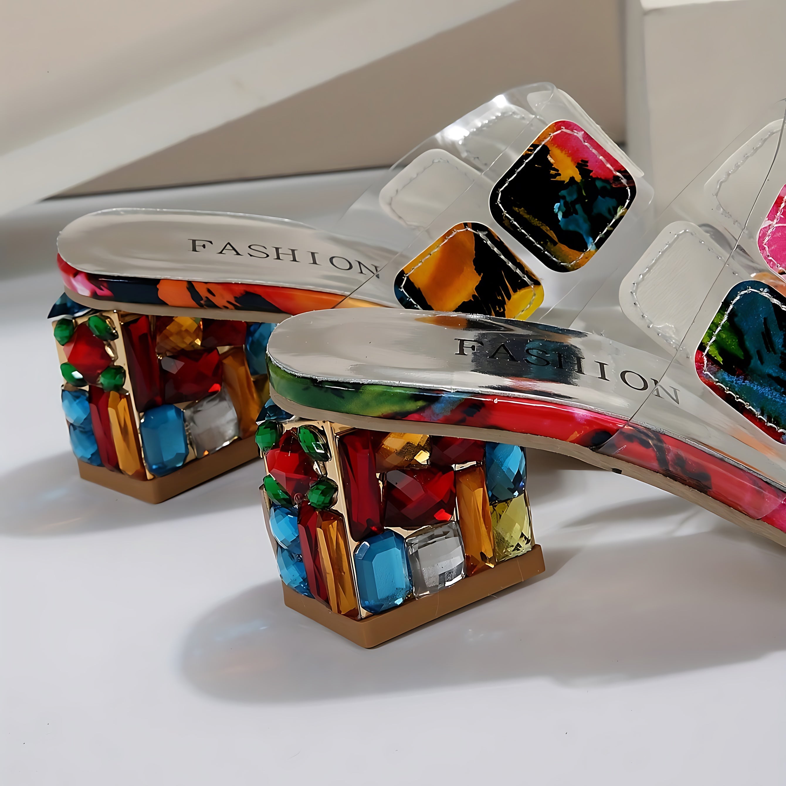 Mia – Pom Pom Embellished Block Heel Sandals