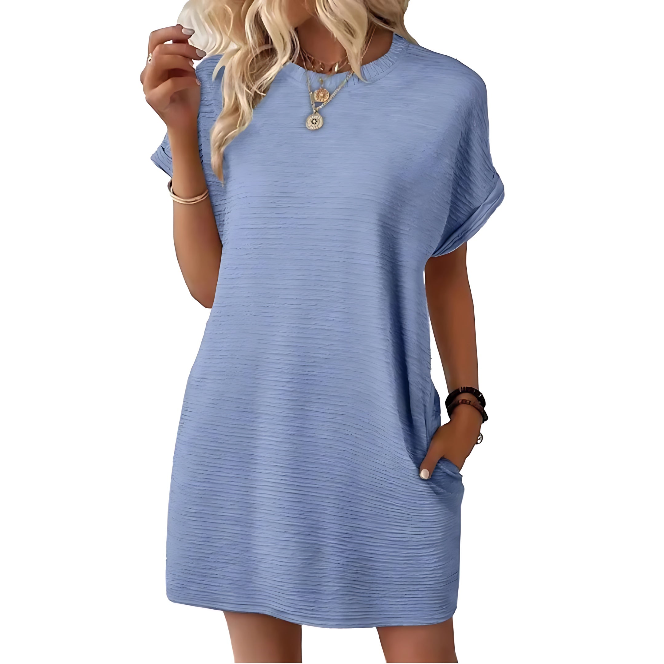 Mila – Crew Neck Short Sleeve T Shirt Mini Dress