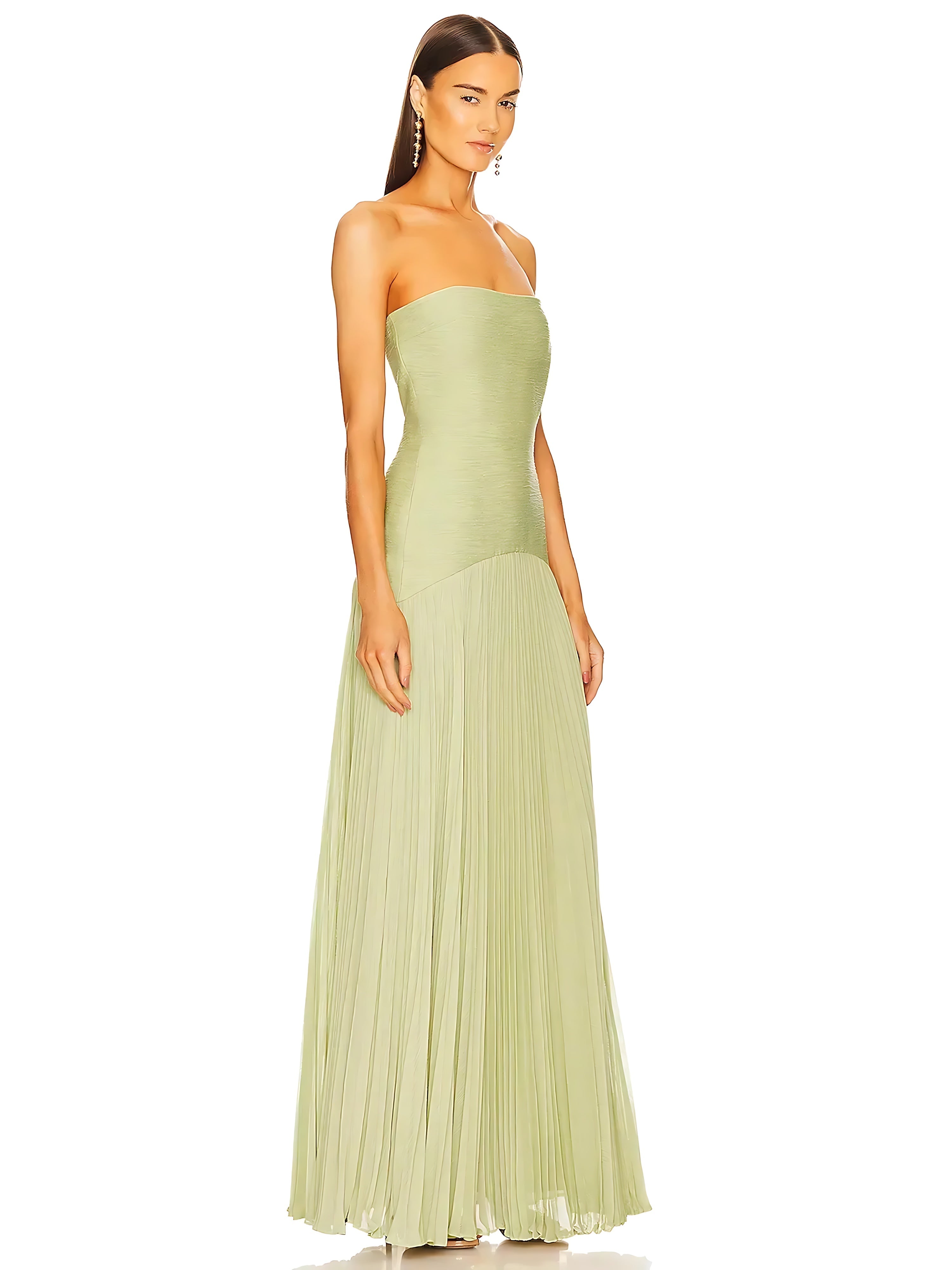 Mila – Strapless Pleated Formal Maxi Dress