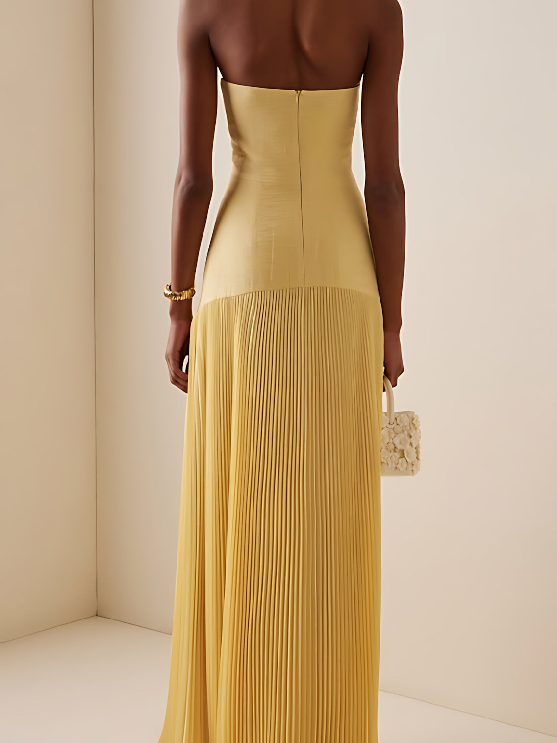 Mila – Strapless Pleated Formal Maxi Dress