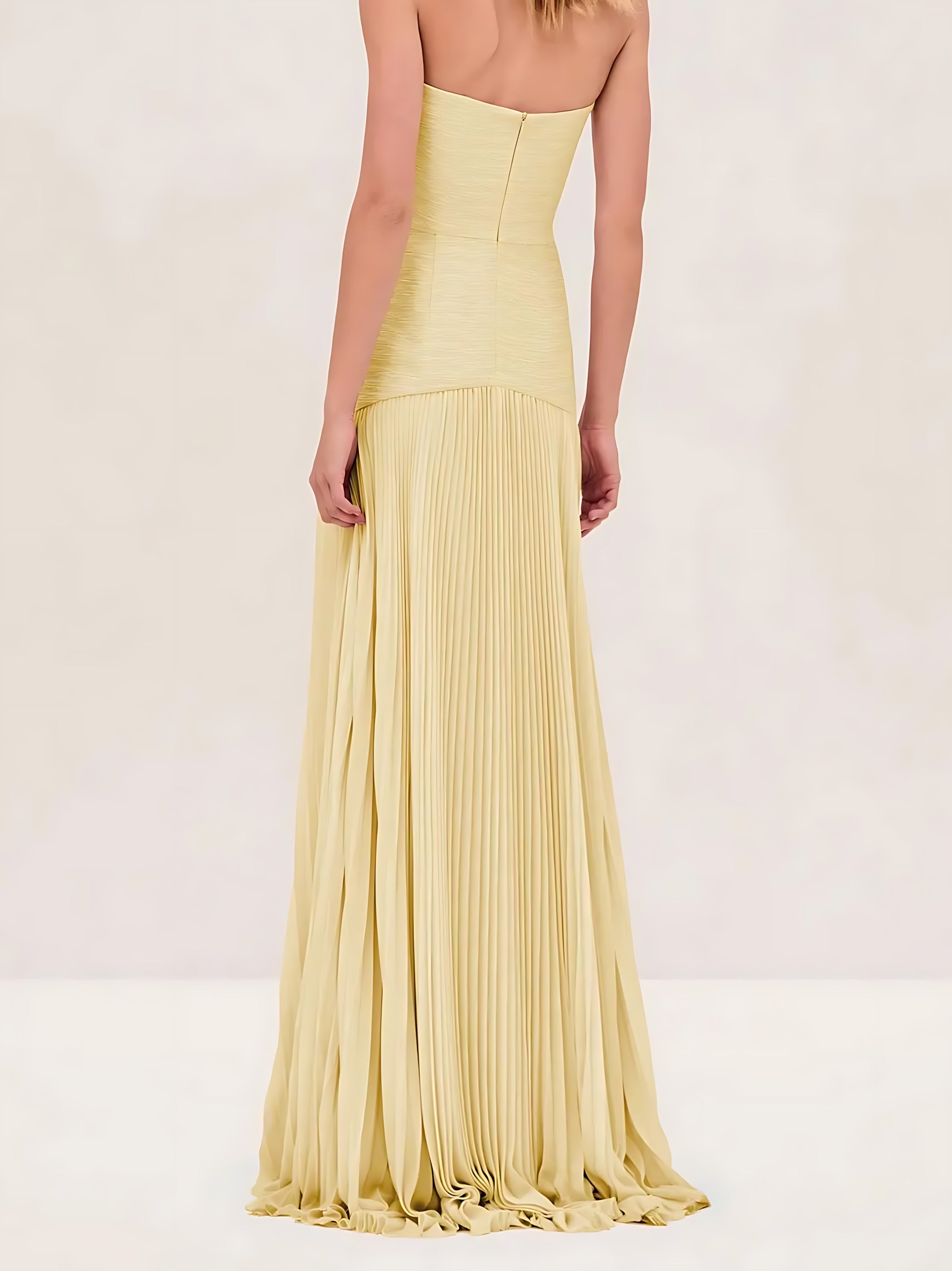 Mila – Strapless Pleated Formal Maxi Dress