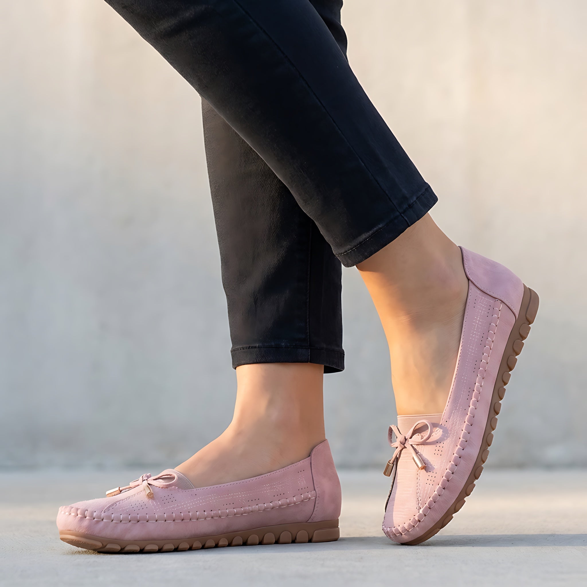 Mila – Suede Bow Slip On Loafers