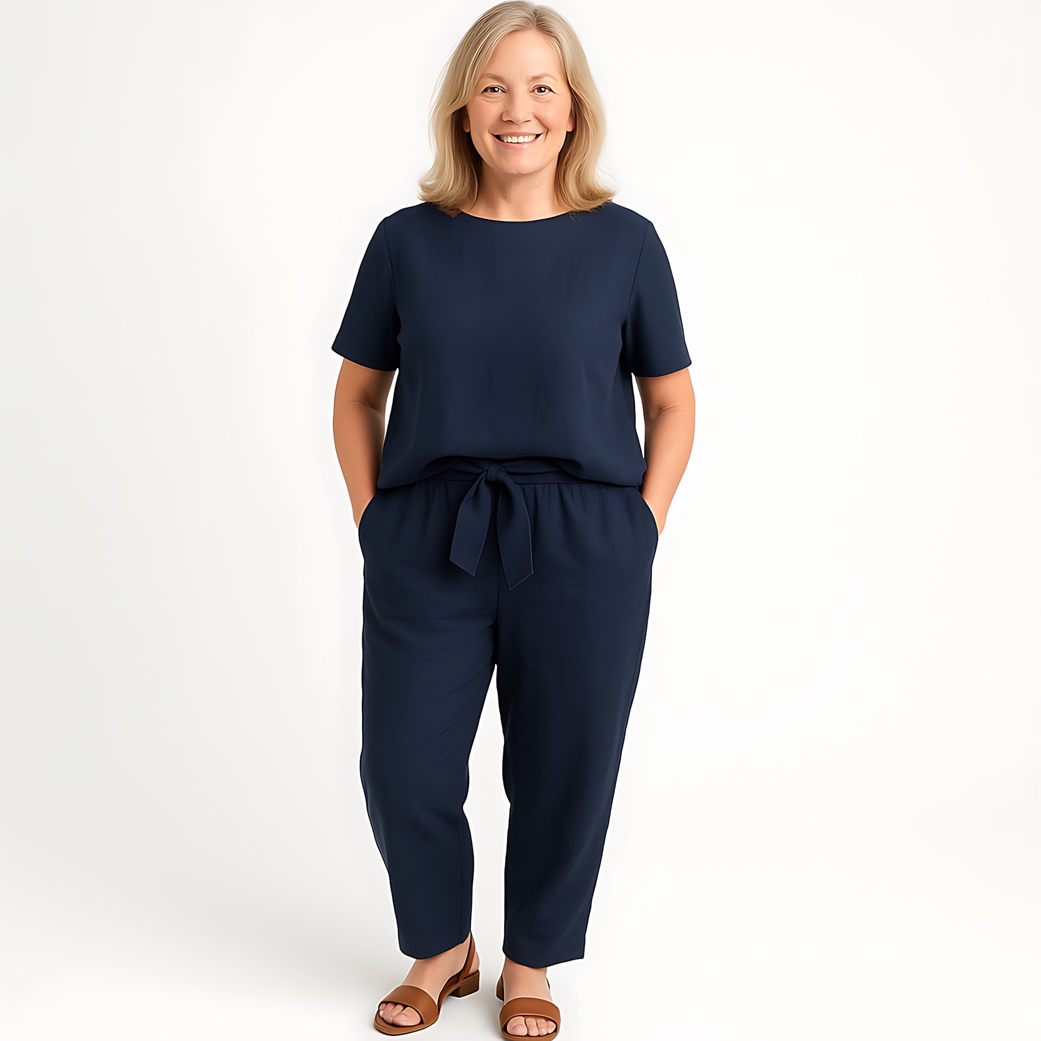 Millie – Short Sleeve Top and Tapered Cropped Pants Set