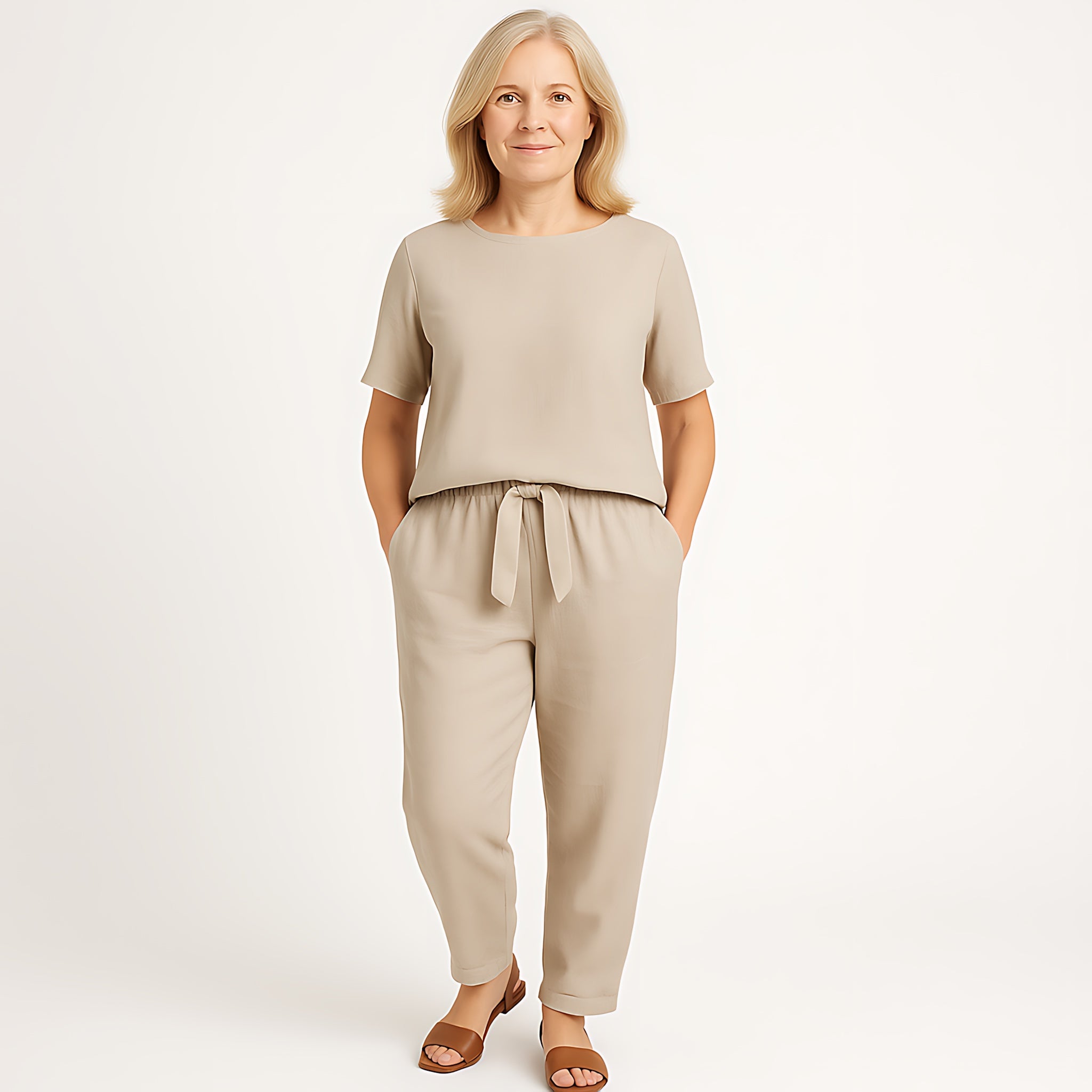 Millie – Short Sleeve Top and Tapered Cropped Pants Set