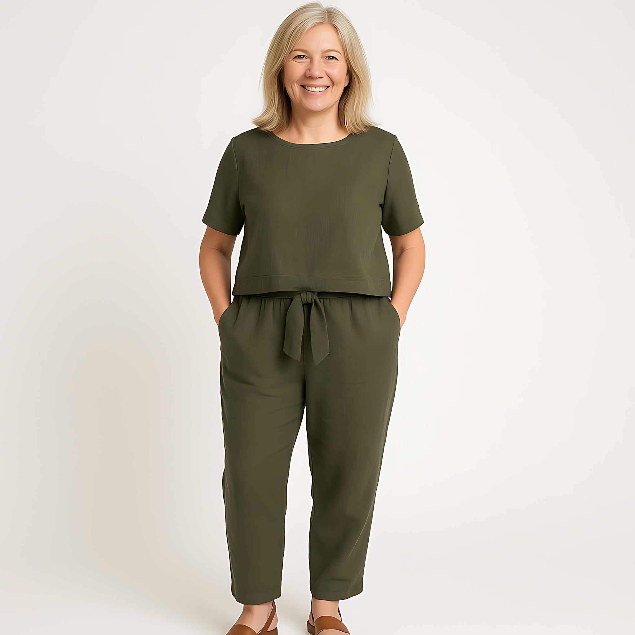Millie – Short Sleeve Top and Tapered Cropped Pants Set
