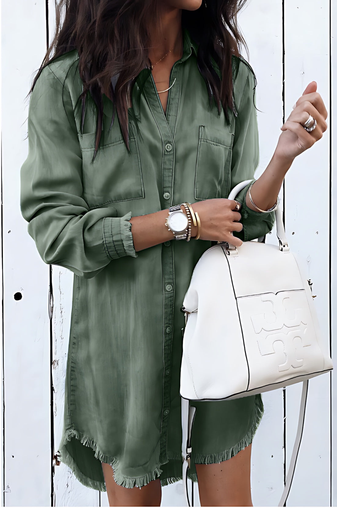 Millie – Washed Denim Long Sleeve Shirt Dress