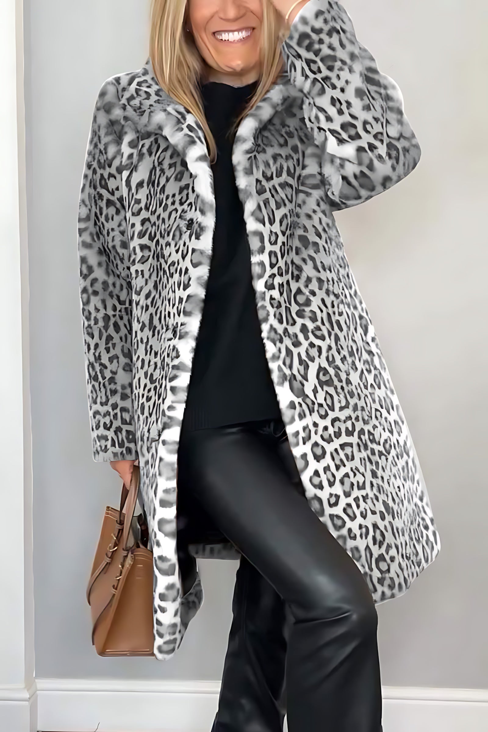 Molly – Leopard Print Faux Fur Long Coat