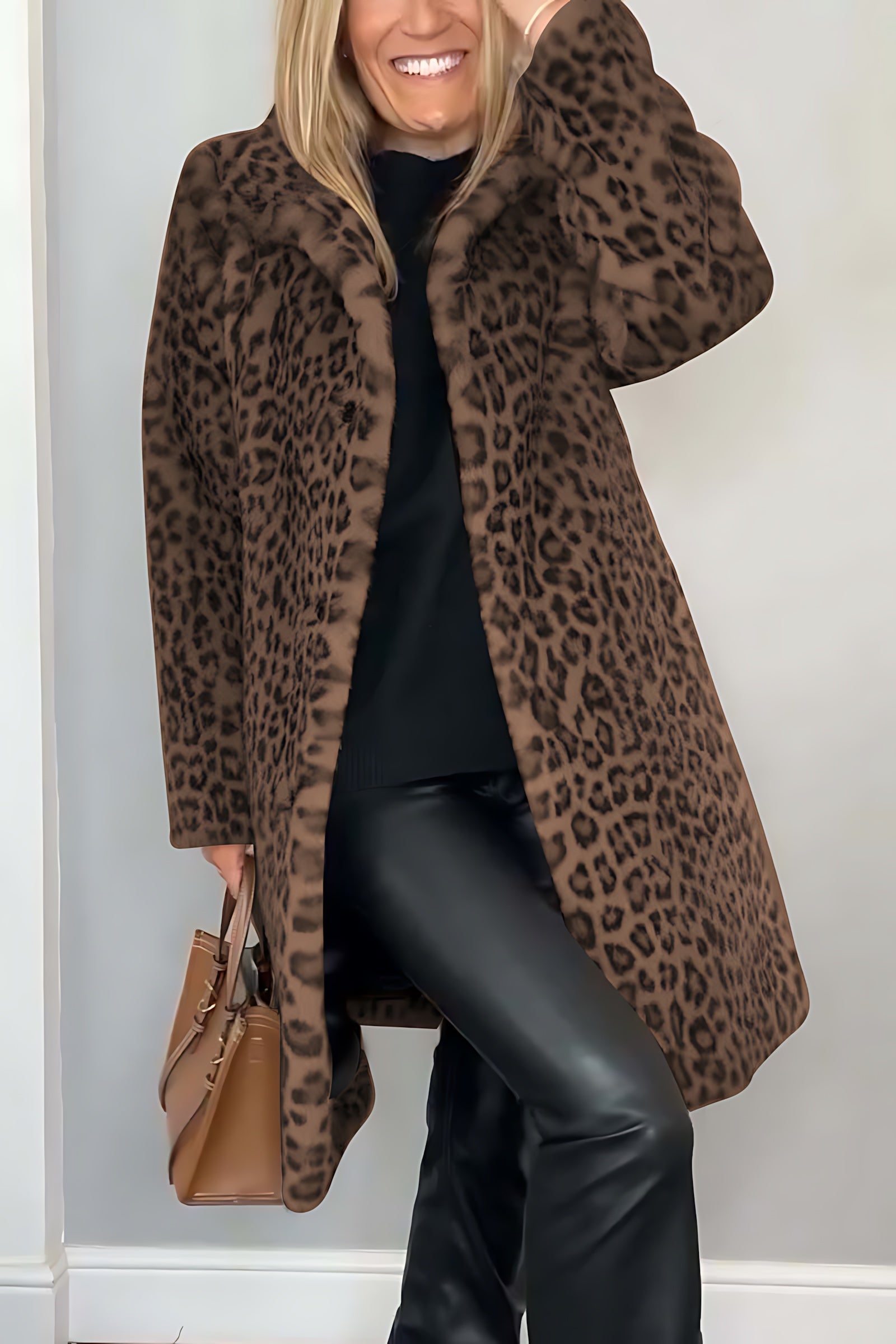 Molly – Leopard Print Faux Fur Long Coat