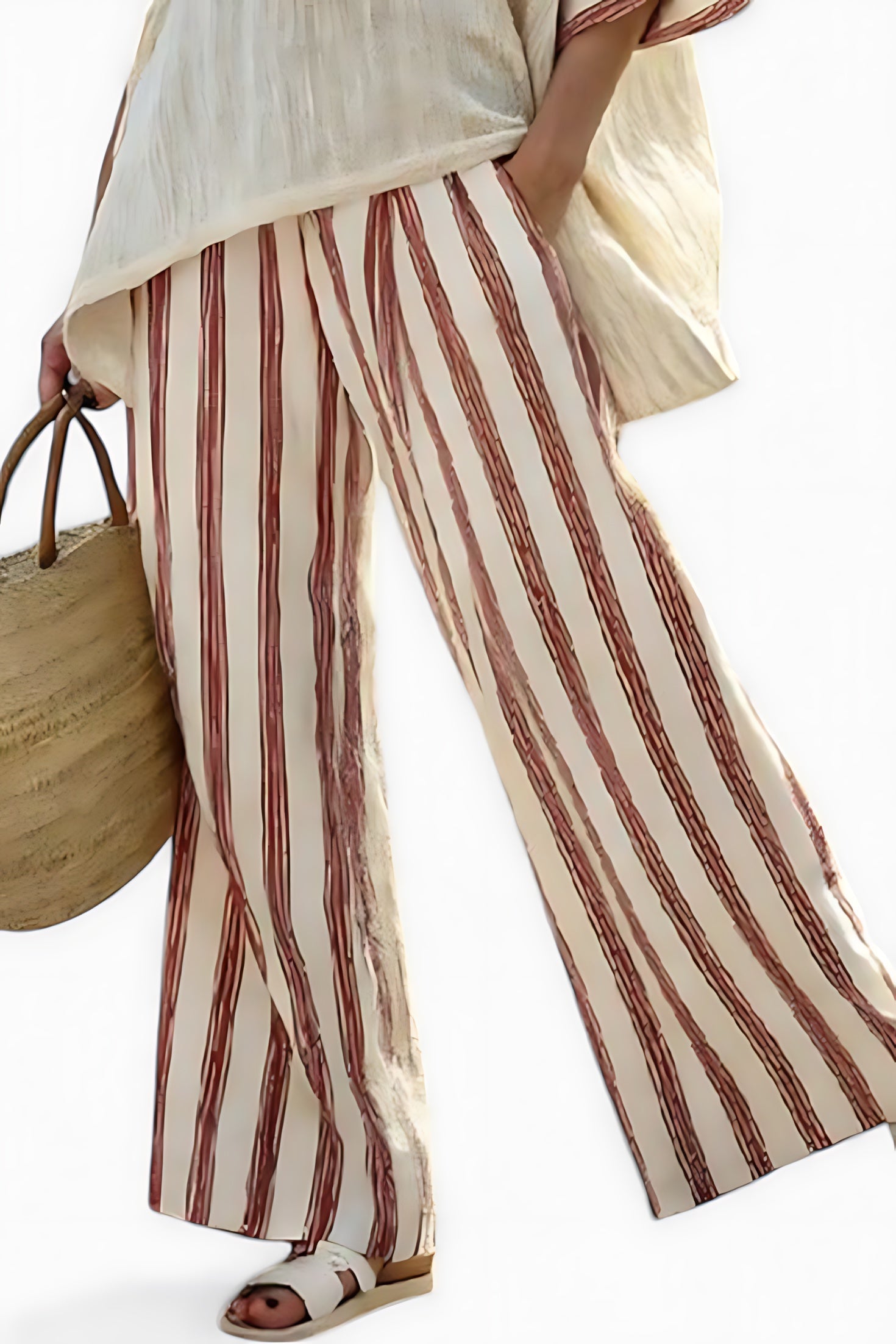 Molly – Striped Oversized Top and Wide Leg Pants Set