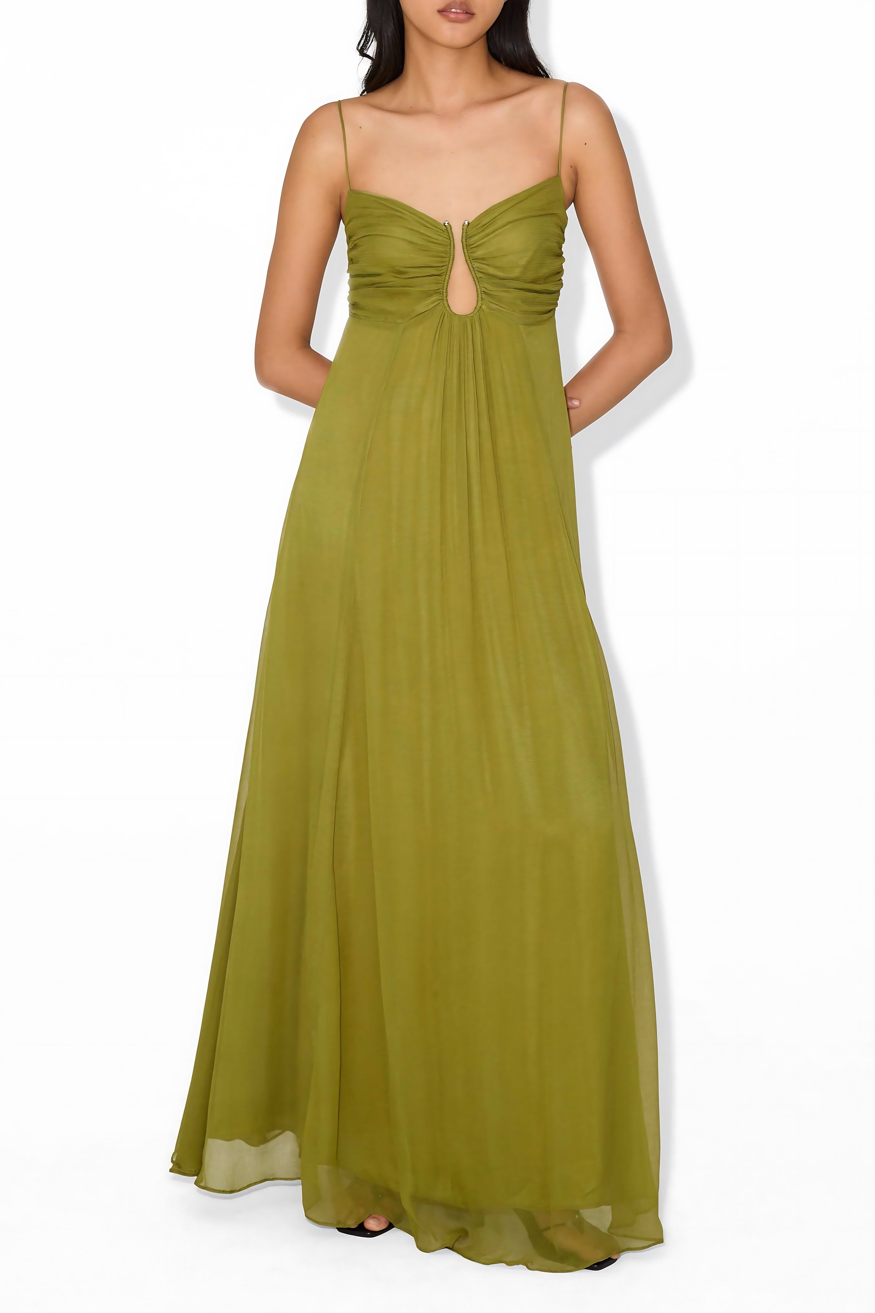 Molly – Twist Front V Neck Summer Maxi Dress