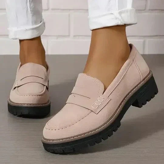 Madison – Suede Penny Lug Sole Loafers