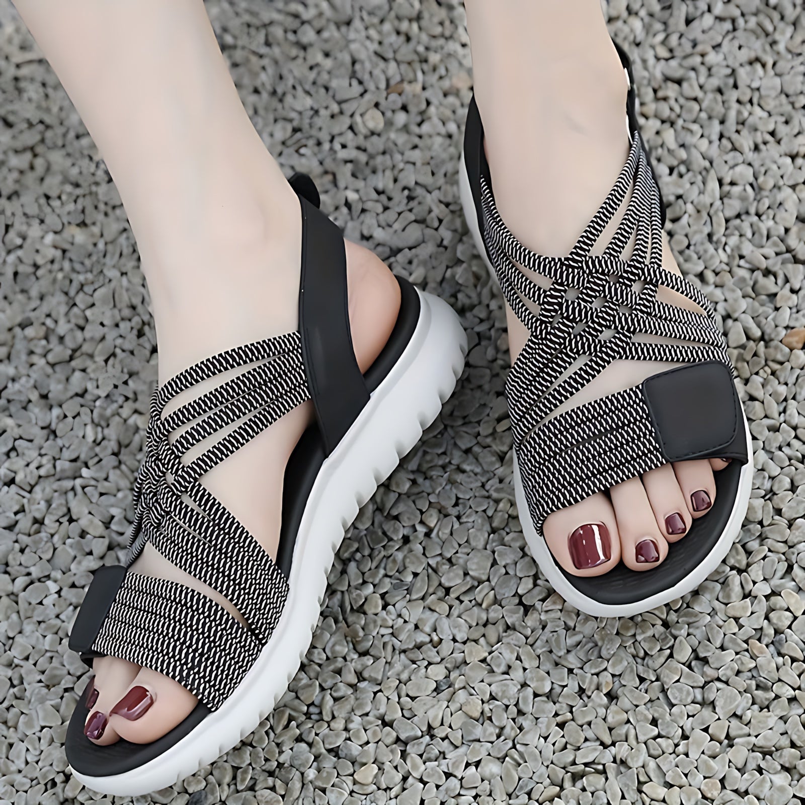 Nadia – Crisscross Strappy Sport Sandals