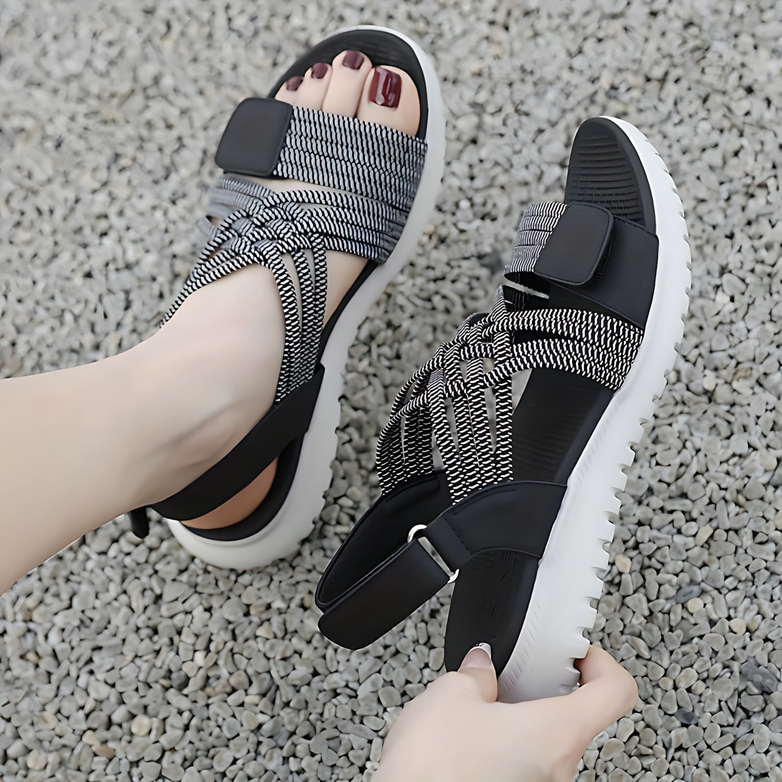 Nadia – Crisscross Strappy Sport Sandals