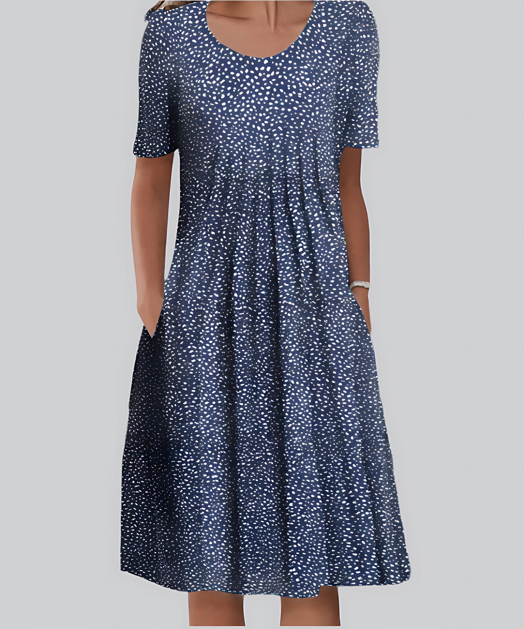 Nadia – Floral V Neck Pleated A Line Midi Dress
