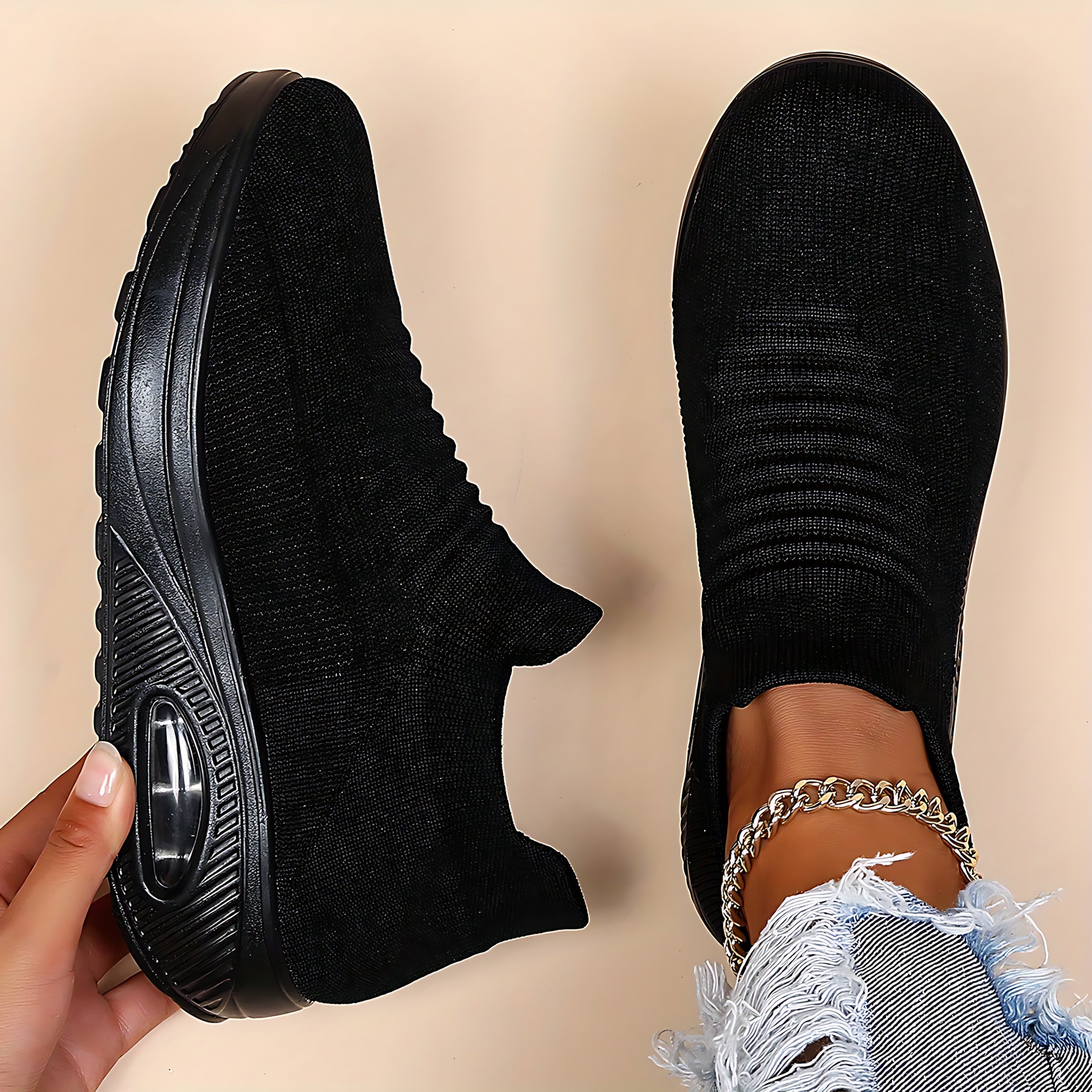 Nadia – Knit Sock Slip On Sneakers