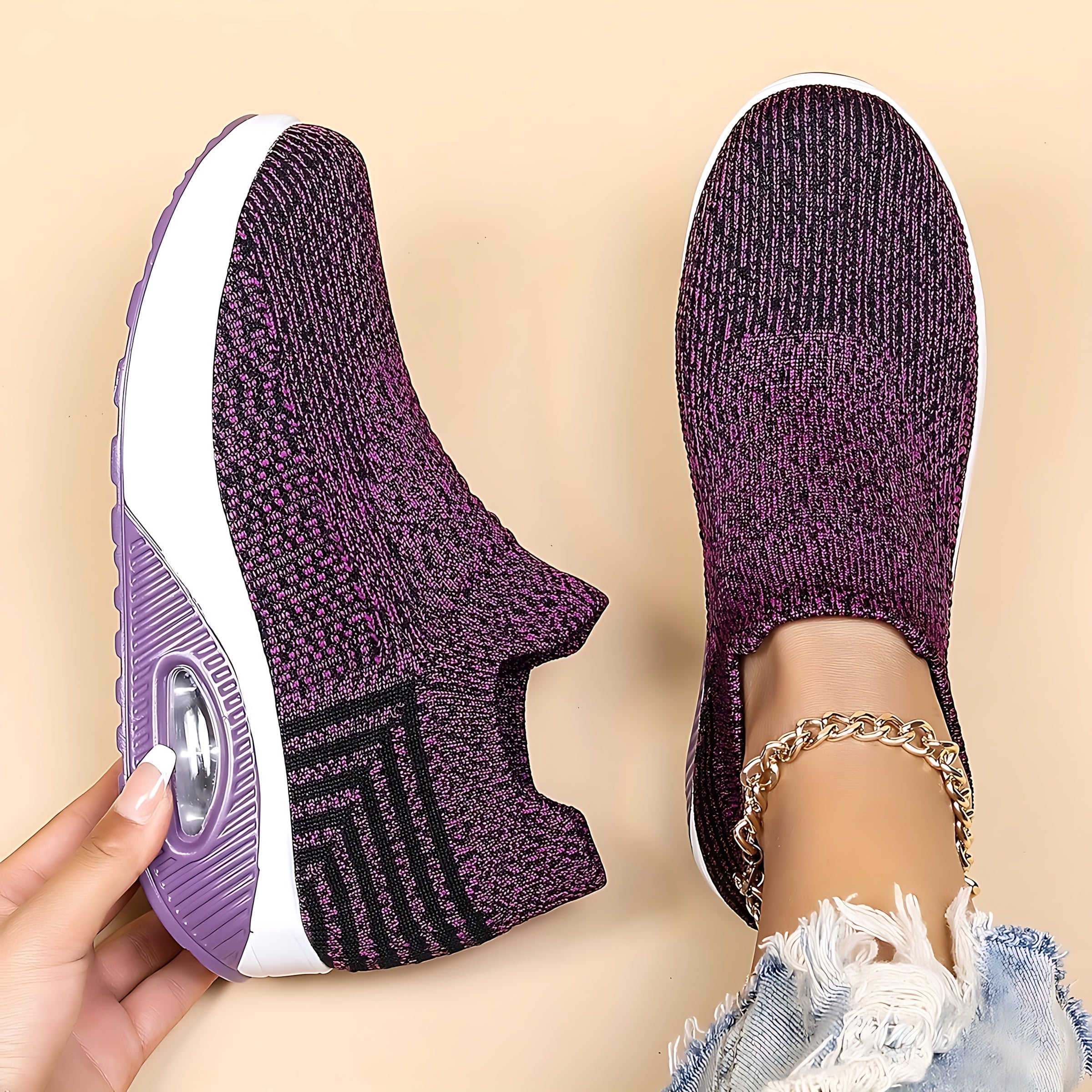 Nadia – Knit Sock Slip On Sneakers