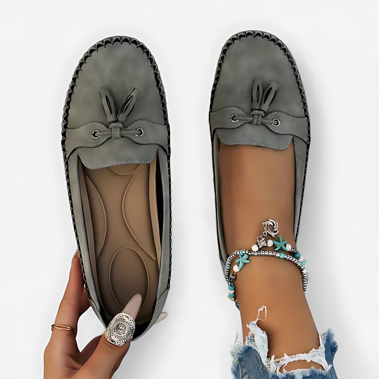 Nadia – Suede Bow Moccasin Loafers
