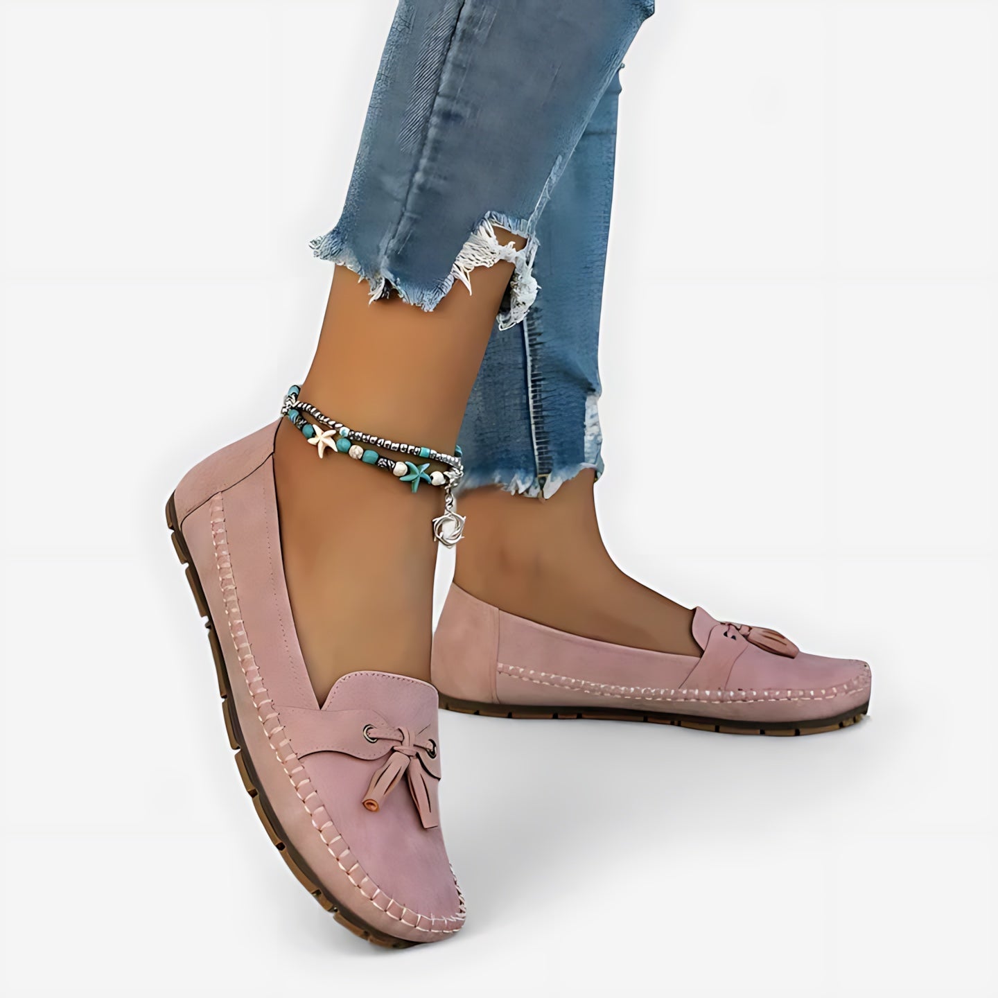 Nadia – Suede Bow Moccasin Loafers