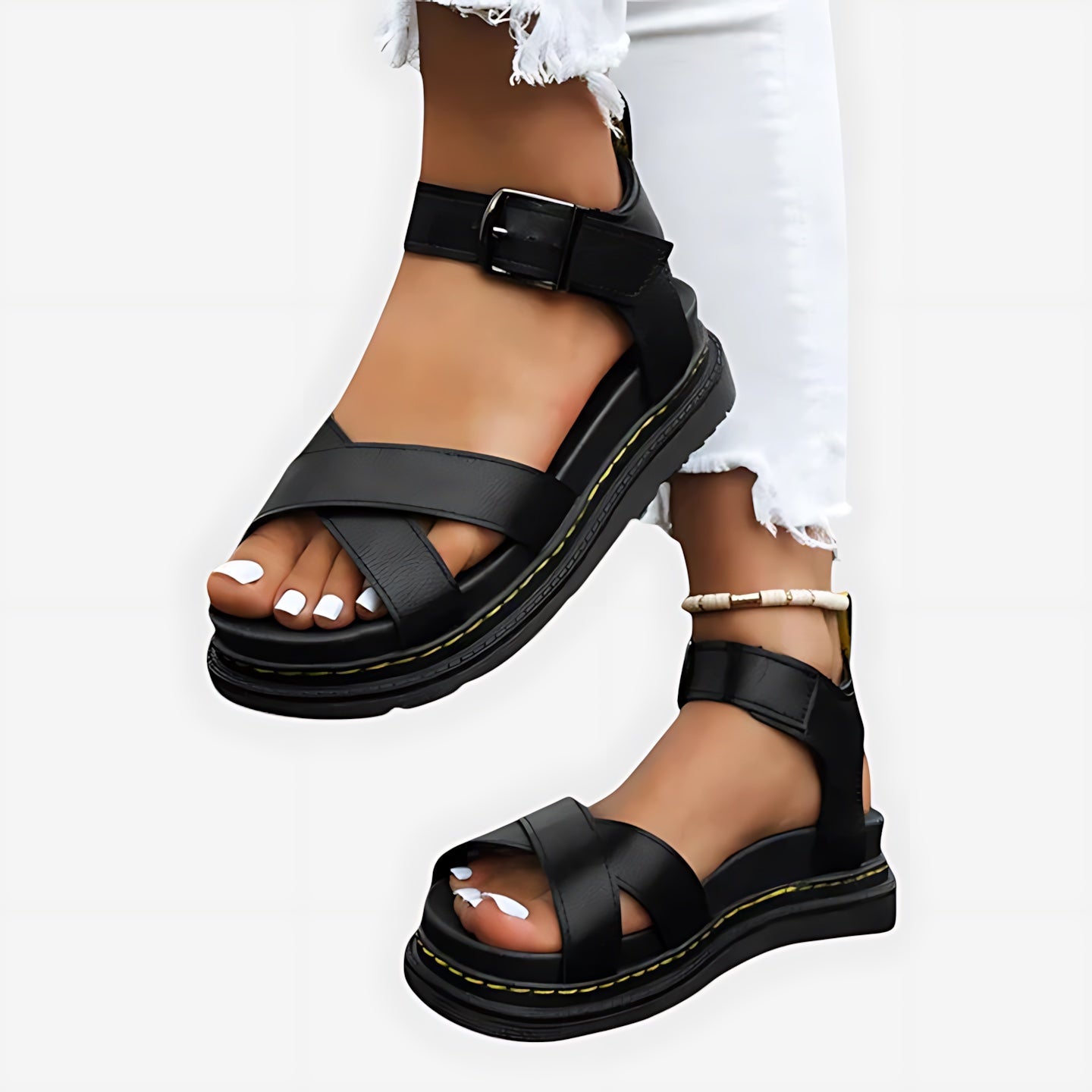 Naomi – Crossover Ankle Strap Flatform Sandals