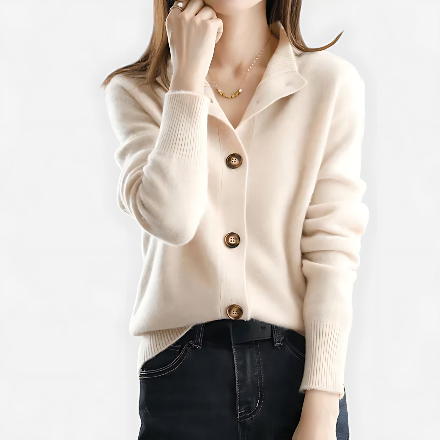 Naomi – Fitted V Neck Button Up Cardigan