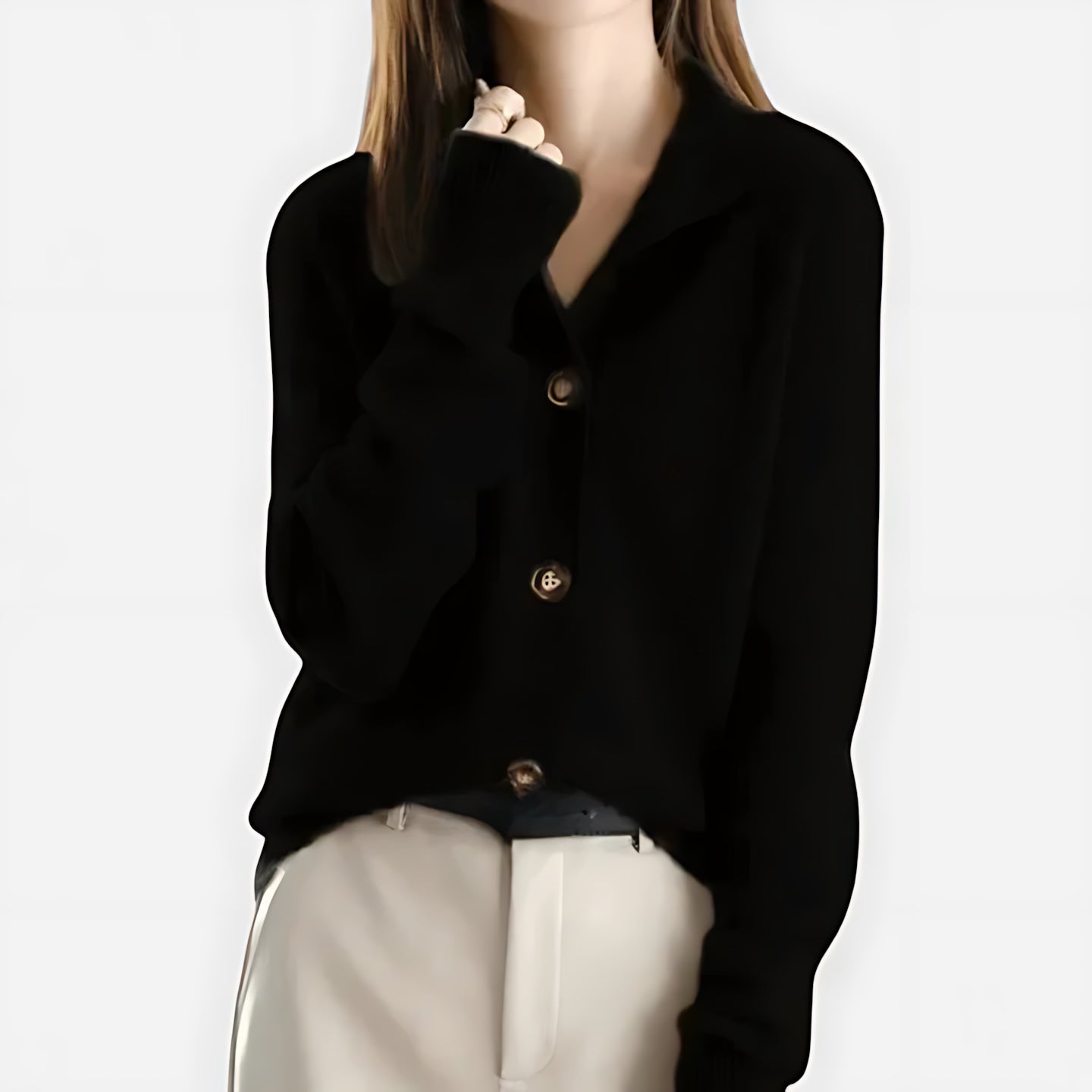 Naomi – Fitted V Neck Button Up Cardigan