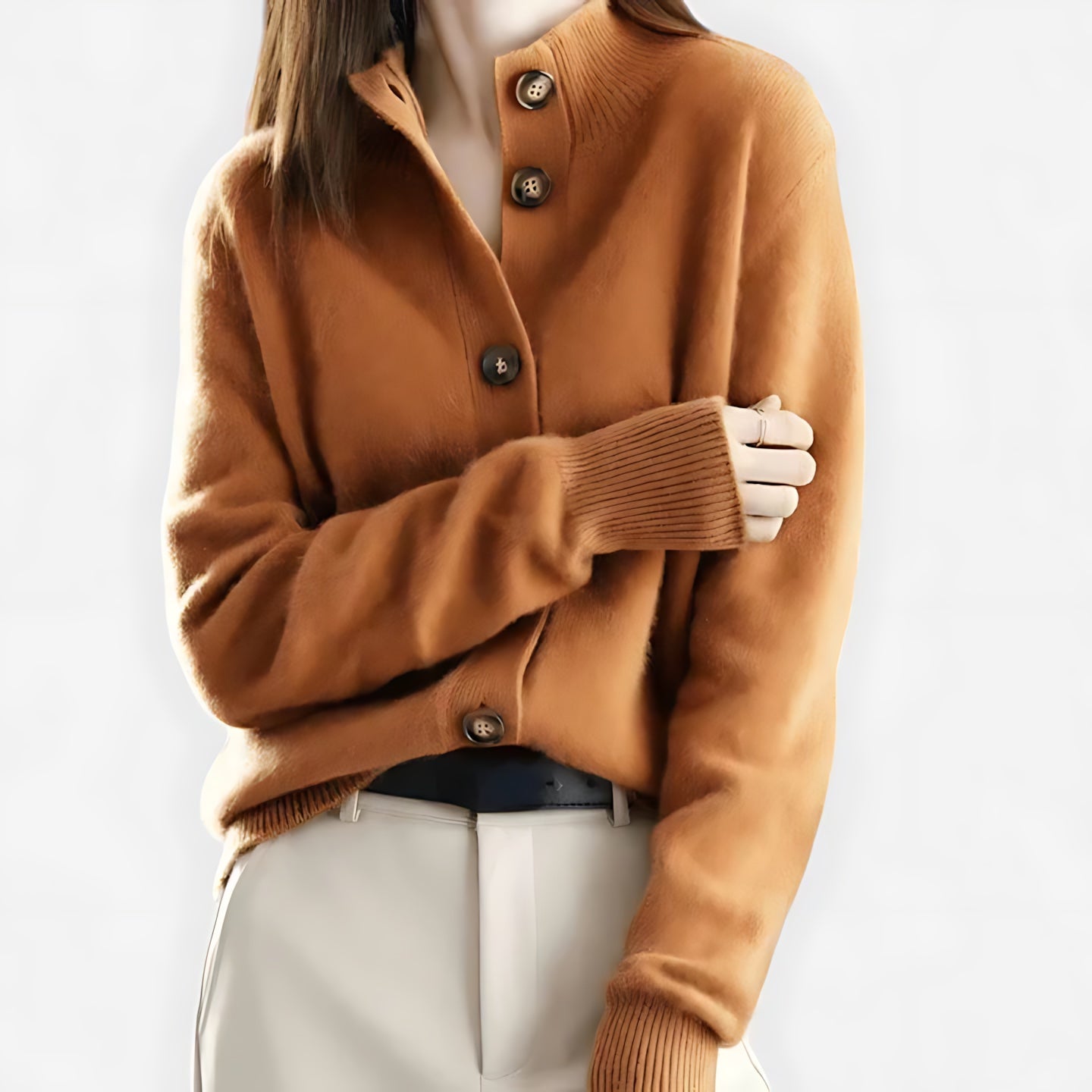 Naomi – Fitted V Neck Button Up Cardigan
