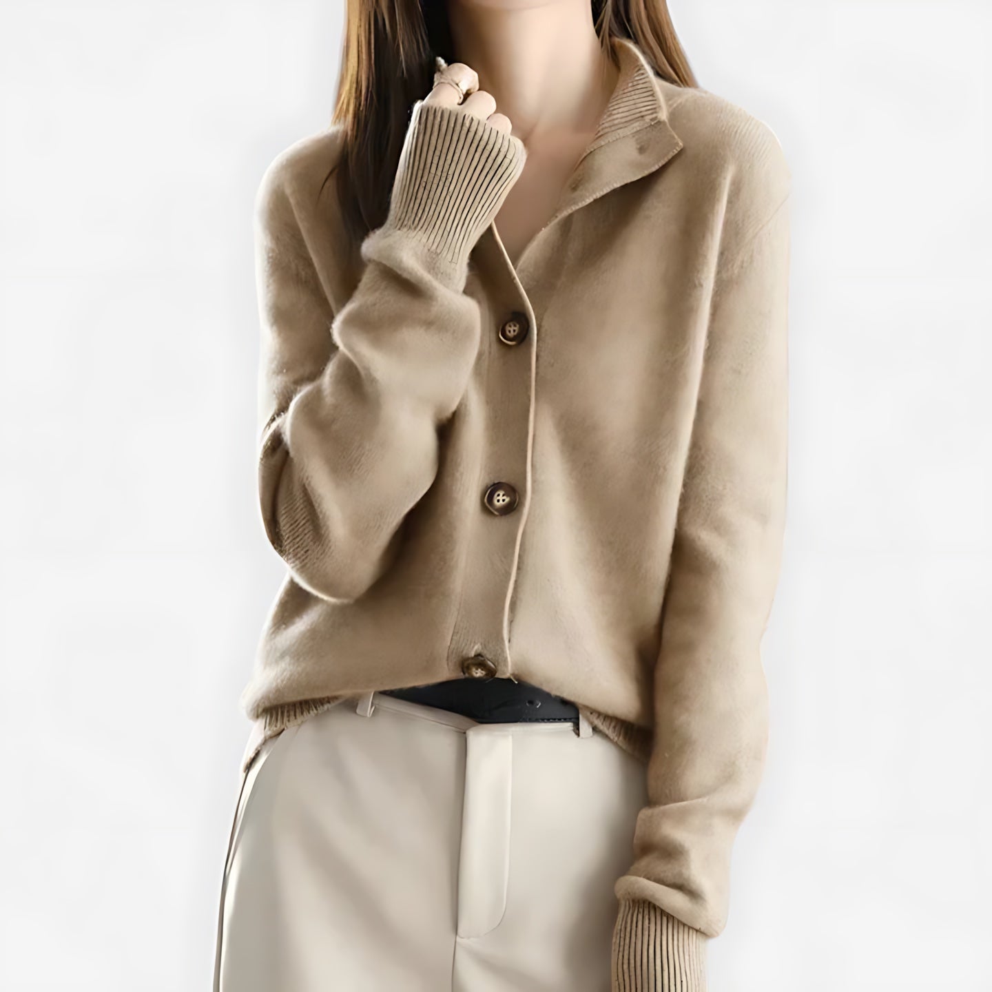Naomi – Fitted V Neck Button Up Cardigan