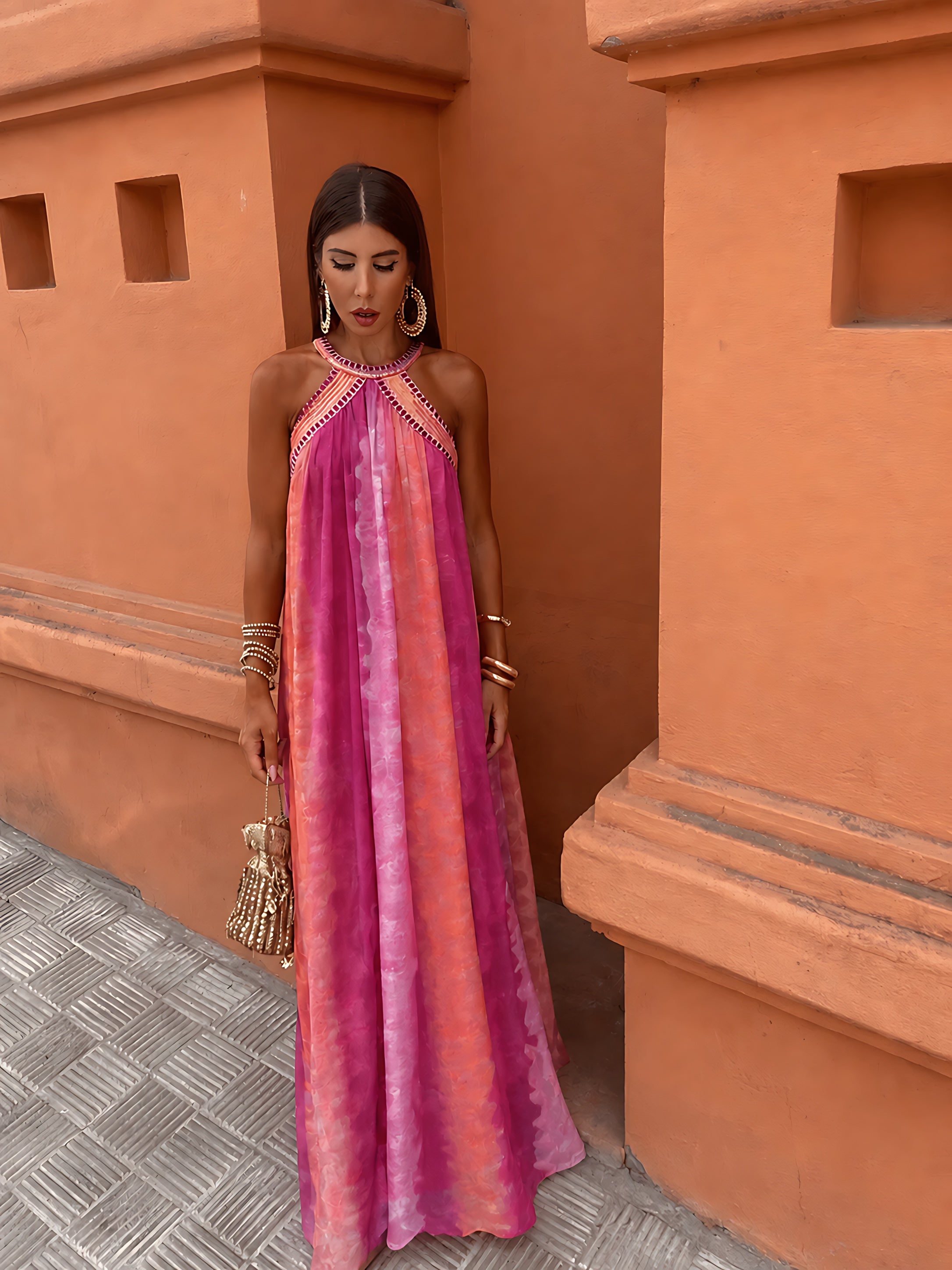 Naomi – Ombre Halter Vacation Maxi Dress