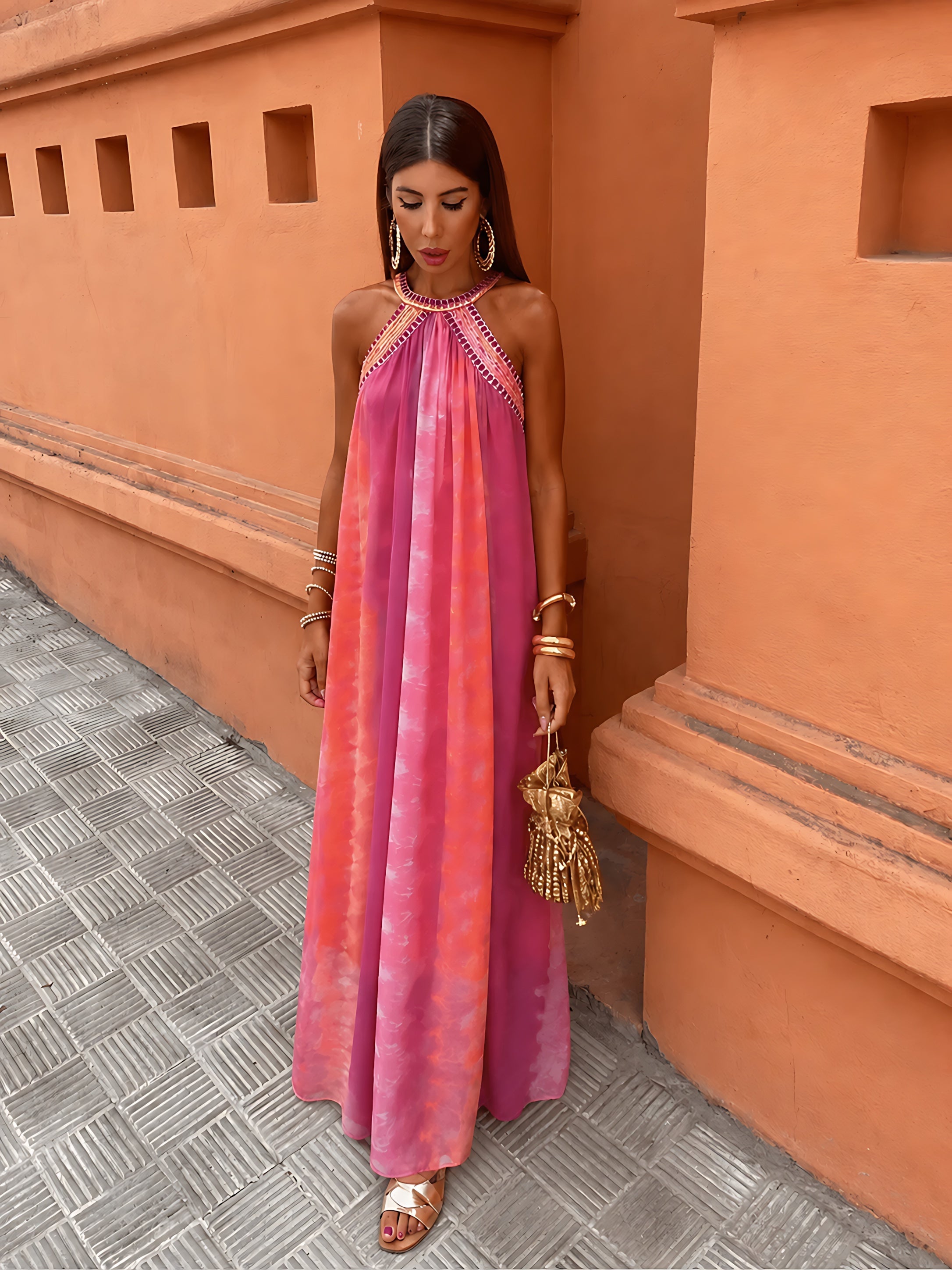 Naomi – Ombre Halter Vacation Maxi Dress