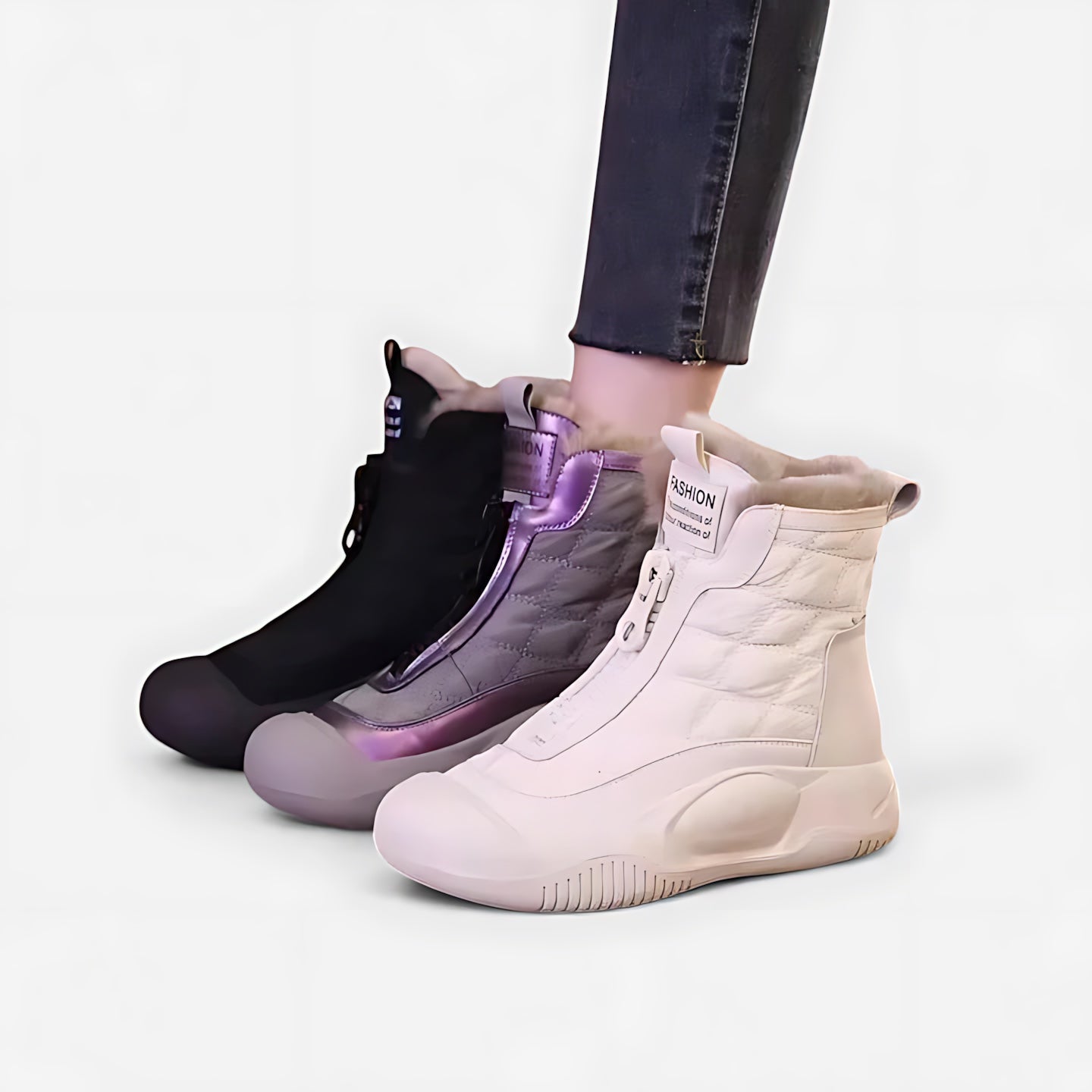 Naomi – Suede Front Zip Ankle Boots