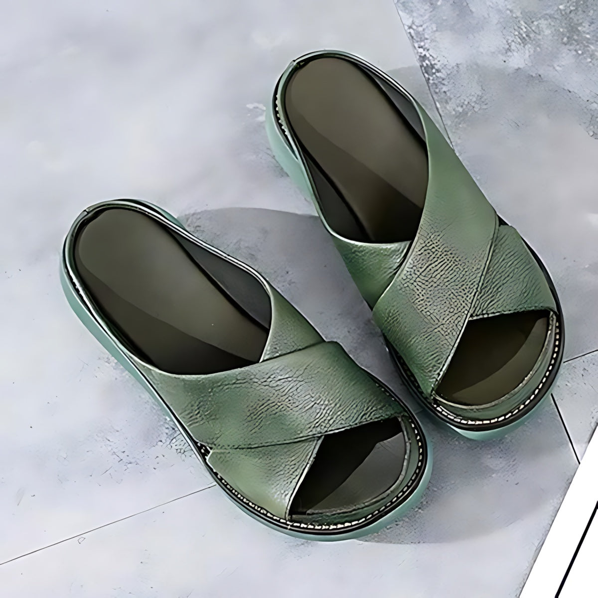 Natalie – Criss Cross Flat Slide Sandals