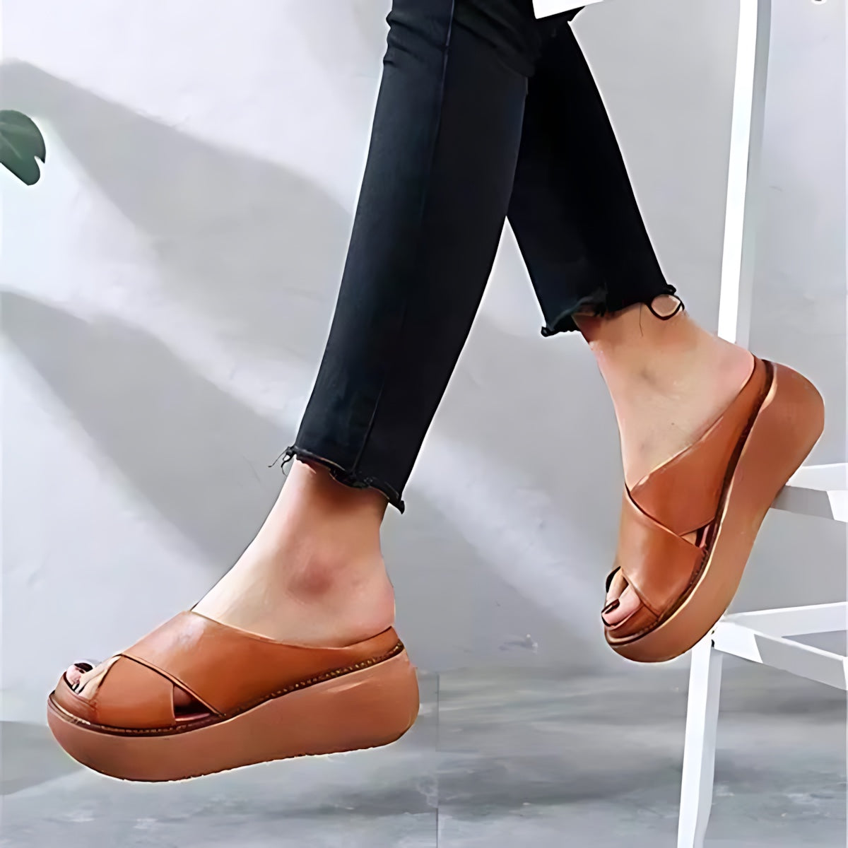Natalie – Criss Cross Flat Slide Sandals