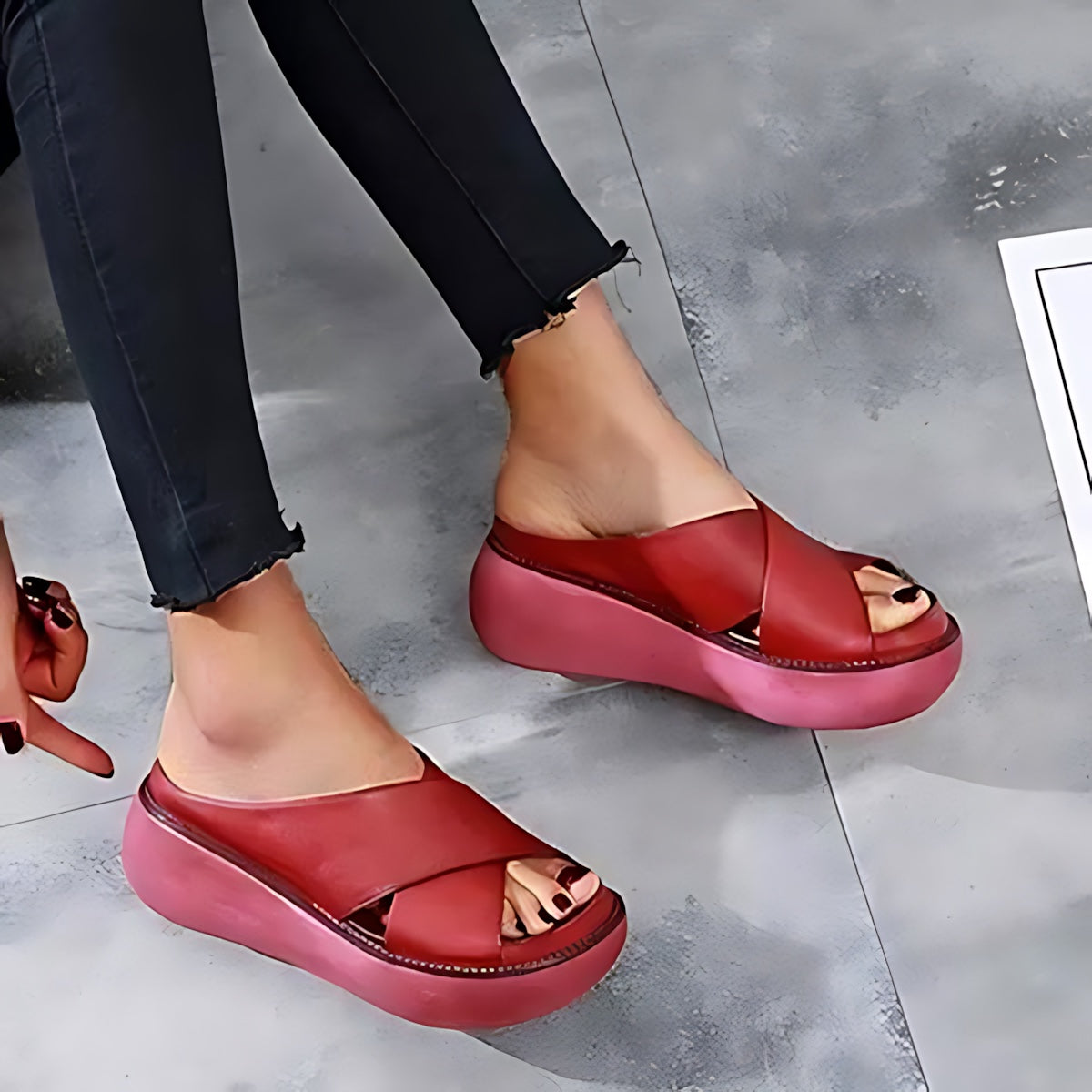 Natalie – Criss Cross Flat Slide Sandals