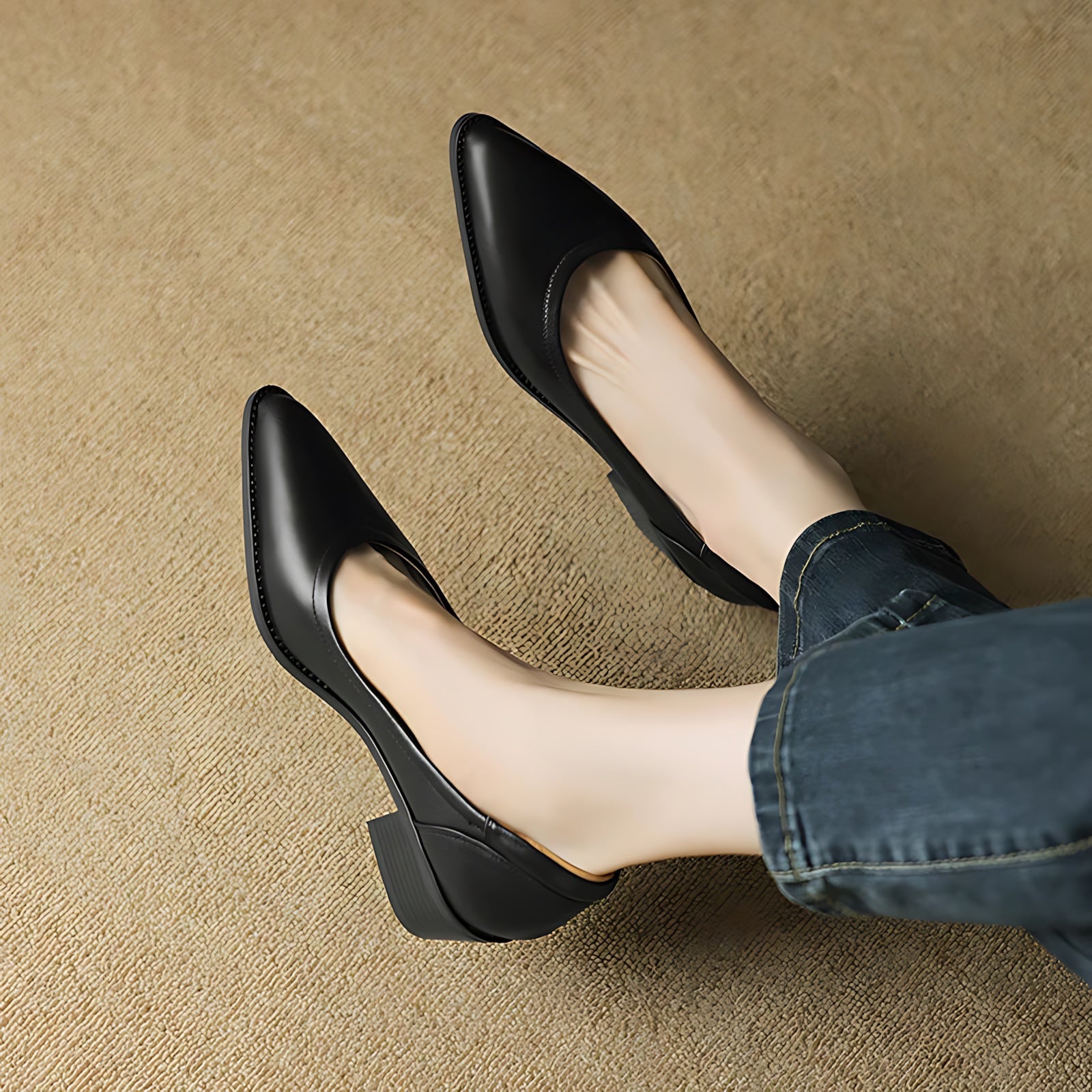 Natalie – Pointed Toe Slingback Low Heel Pumps