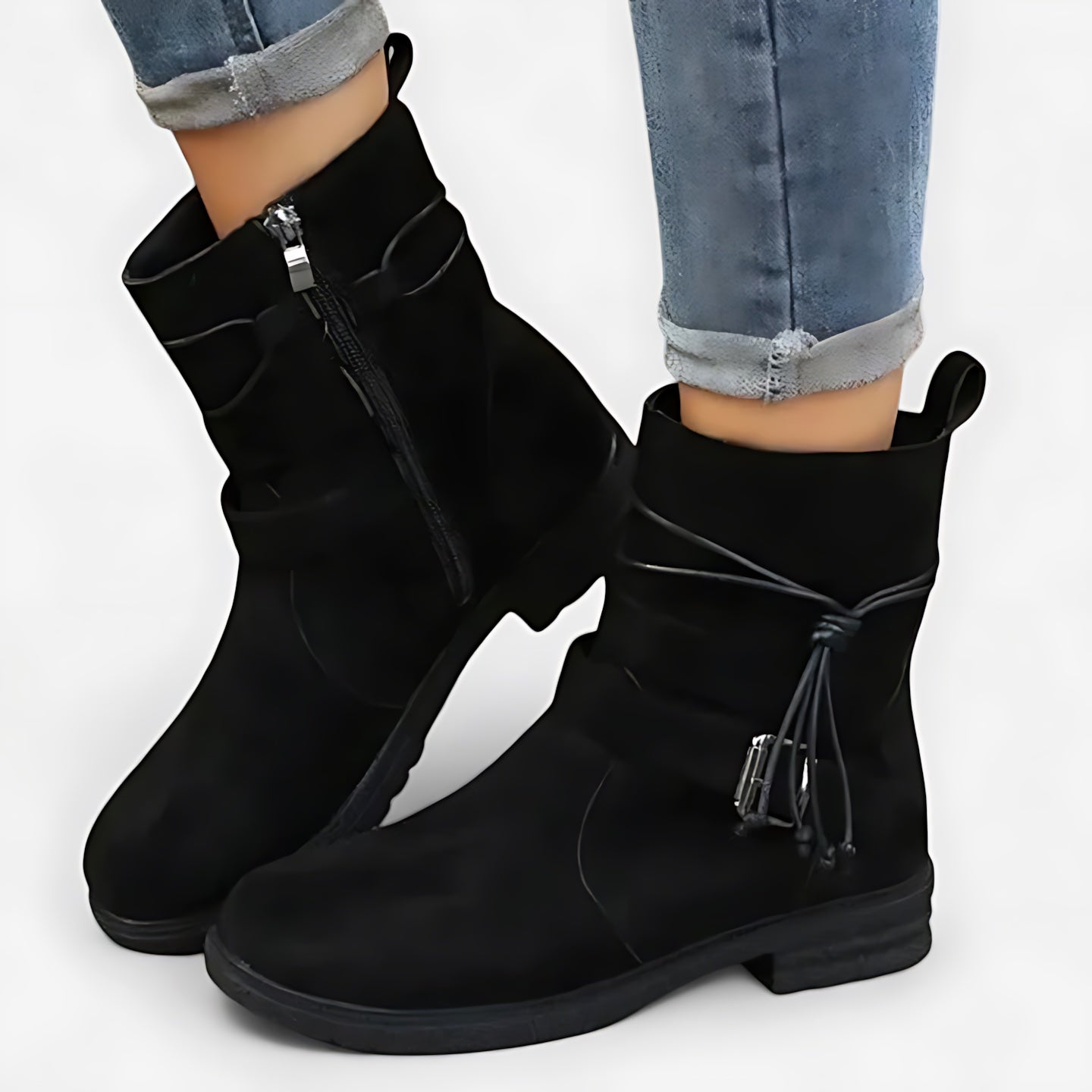 Natalie – Suede Fold Over Ankle Boots