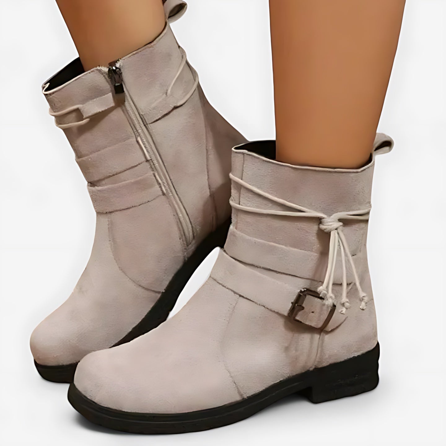 Natalie – Suede Fold Over Ankle Boots