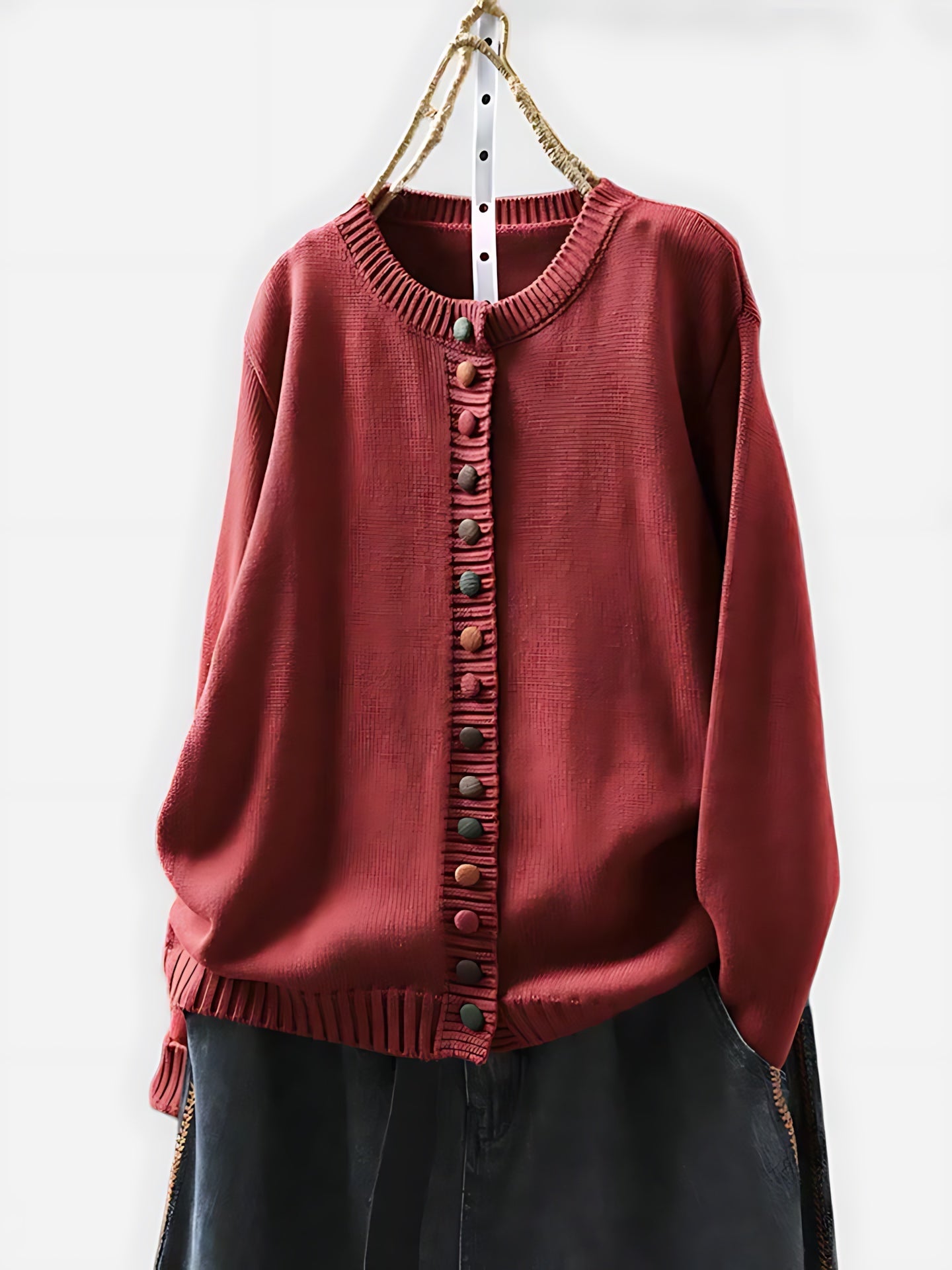 Noelle – Ribbed Knit Button Up Cardigan