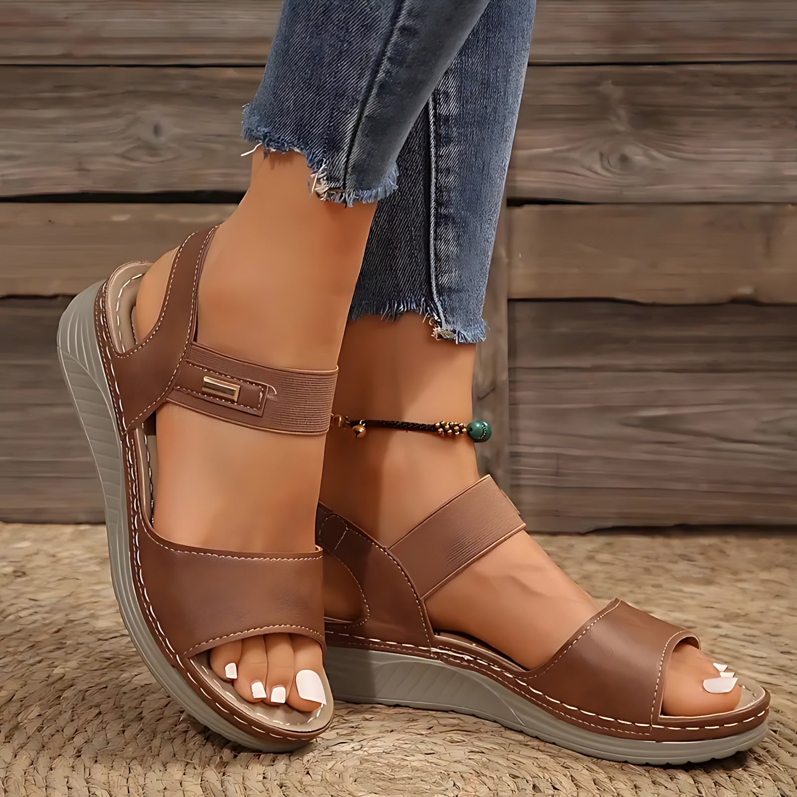 Nora – Double Strap Low Wedge Sandals