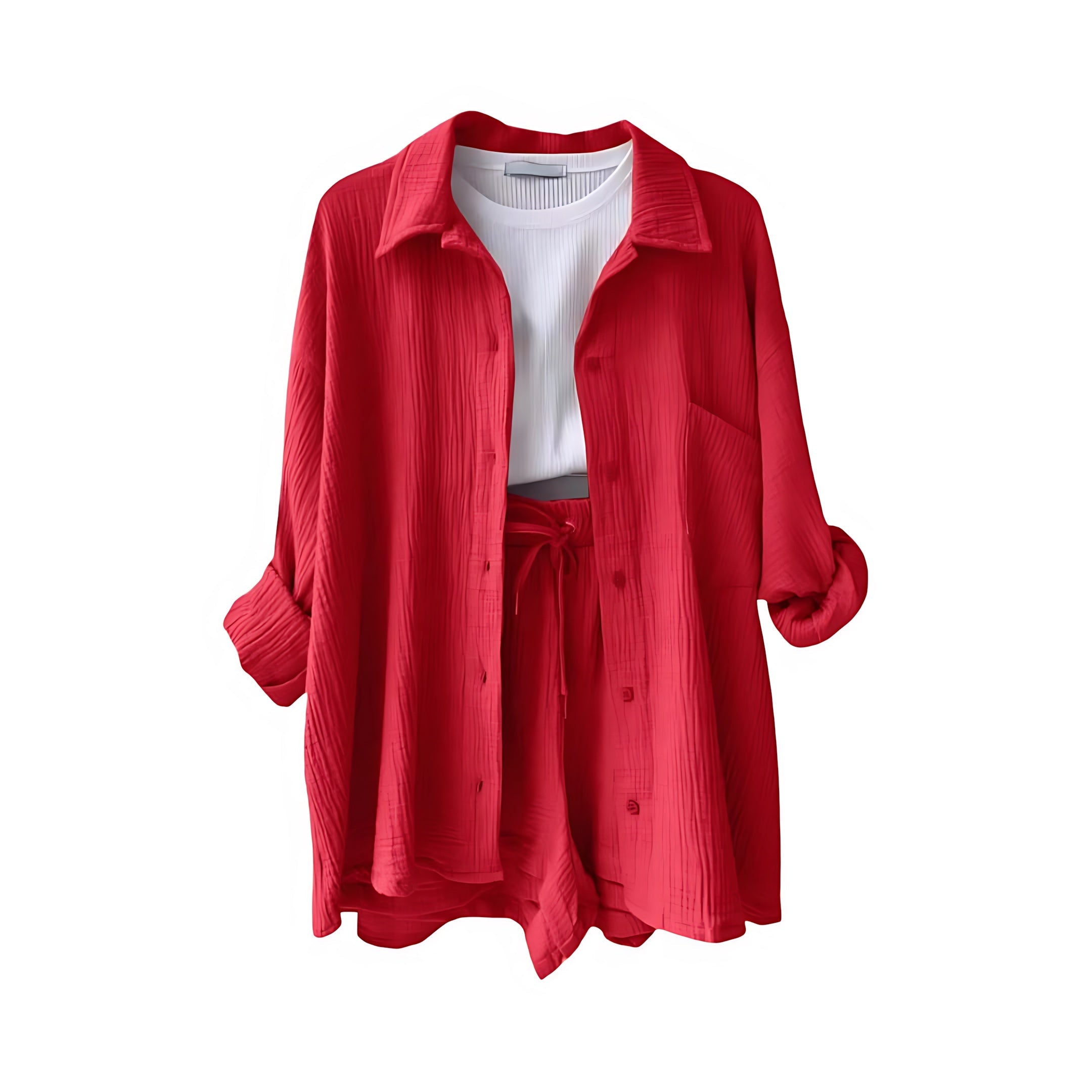 Norah – Oversized Button Up Shirt and Shorts Set