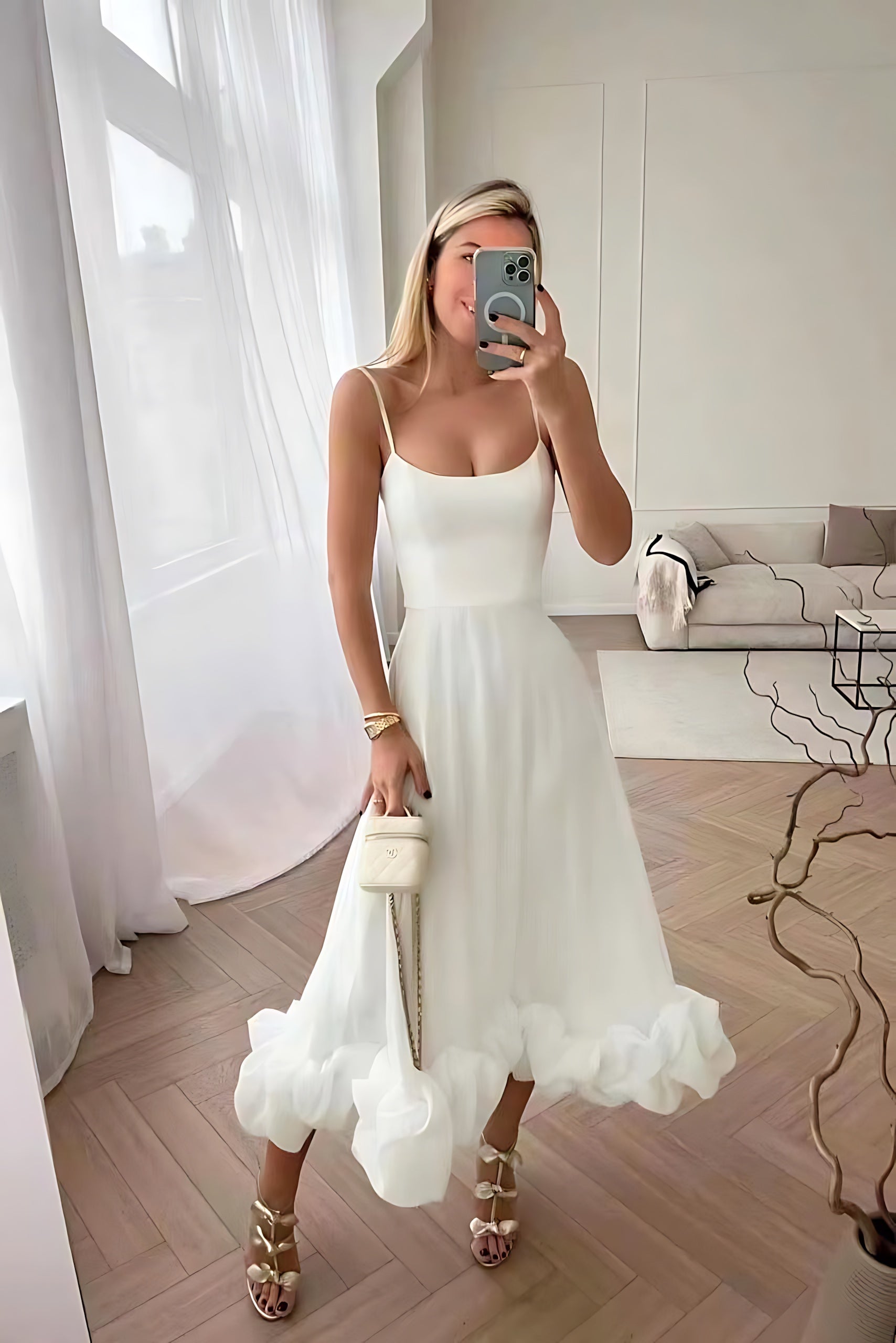 Norah – Ruffle Hem Mermaid Evening Maxi Dress