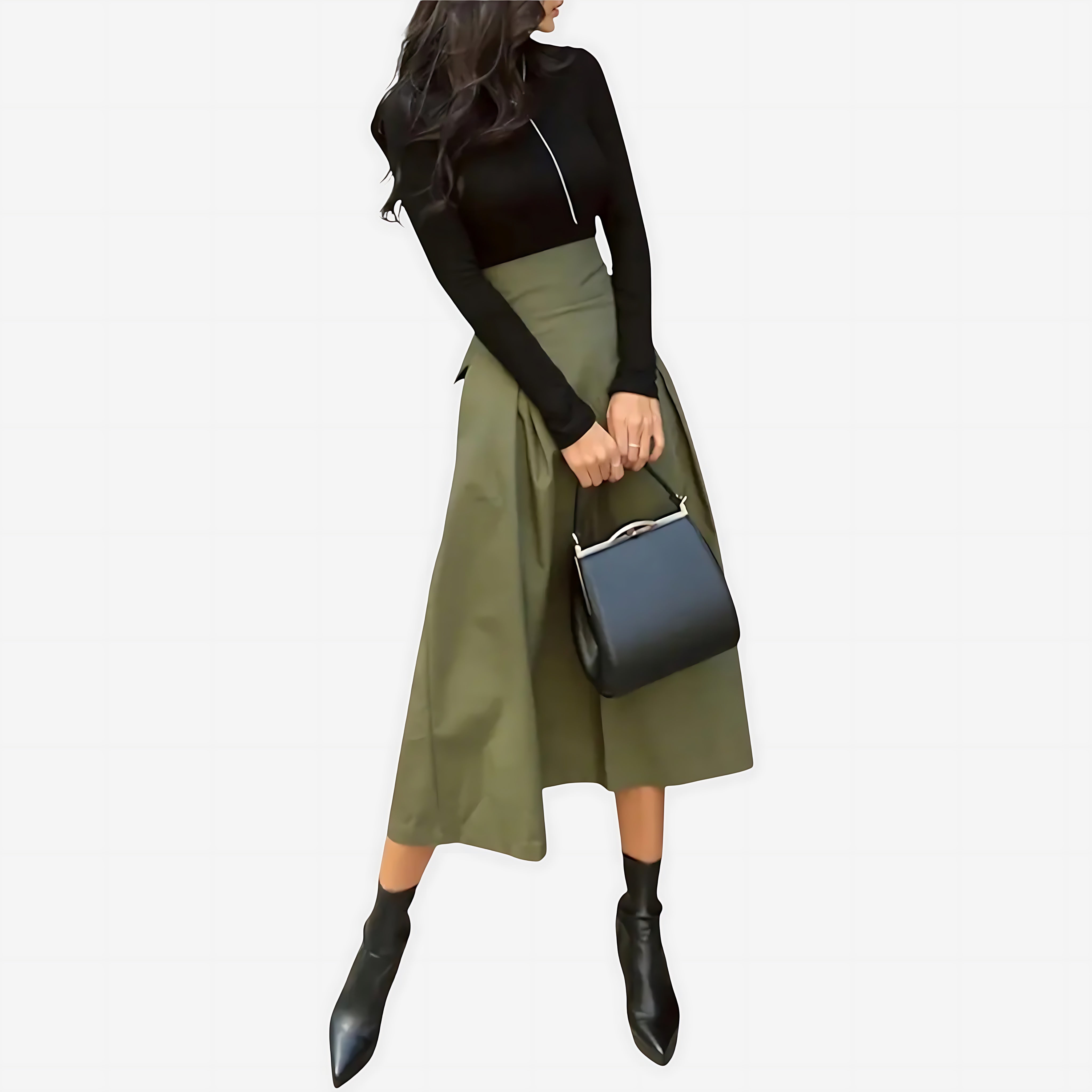 Norah – Tie Waist A Line Midi Skirt