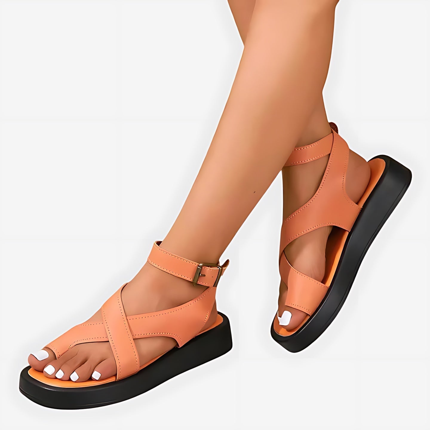 Norah – Toe Loop Ankle Strap Flat Sandals