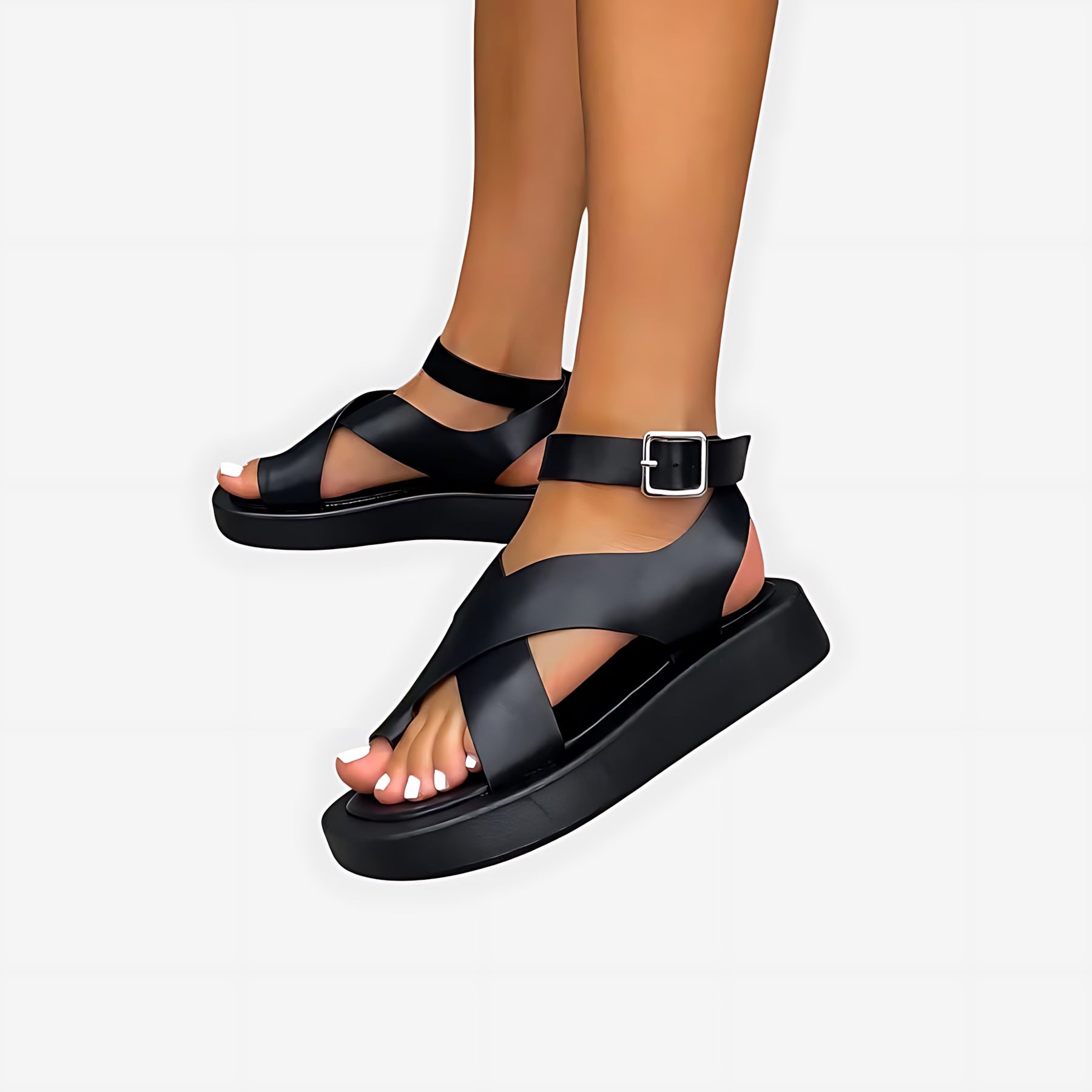 Norah – Toe Loop Ankle Strap Flat Sandals