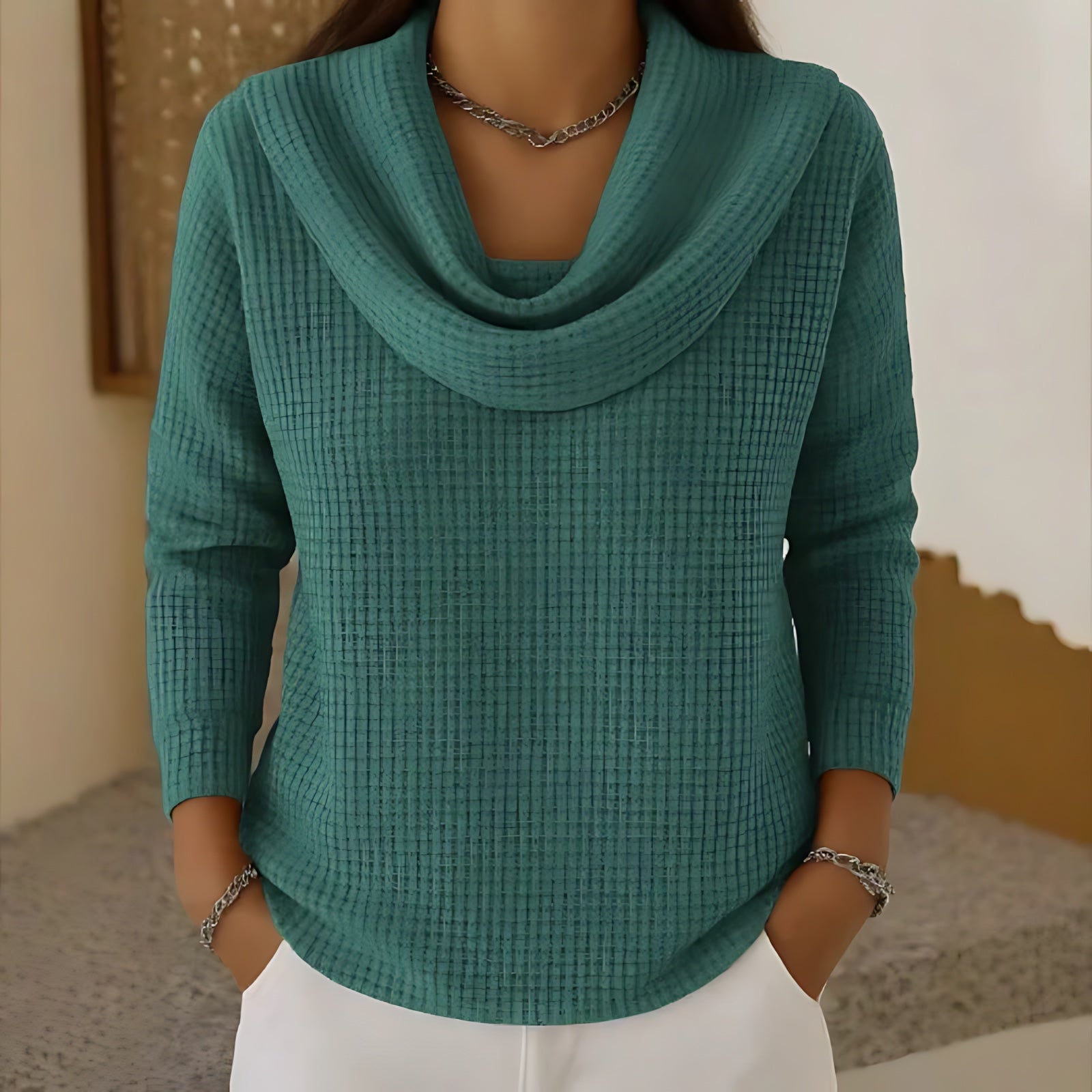 Nova – Cowl Neck Drop Shoulder Knit Sweater