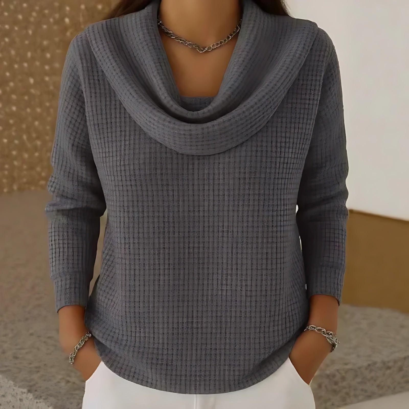 Nova – Cowl Neck Drop Shoulder Knit Sweater