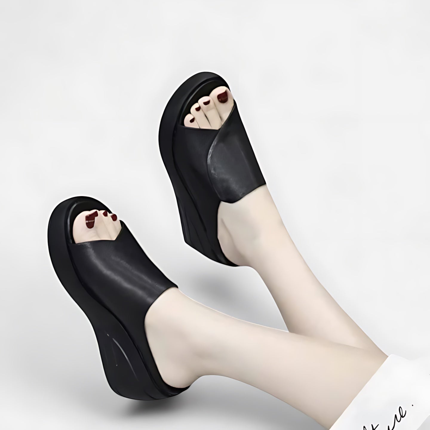 Nova – Wide Band Low Wedge Slide Sandals